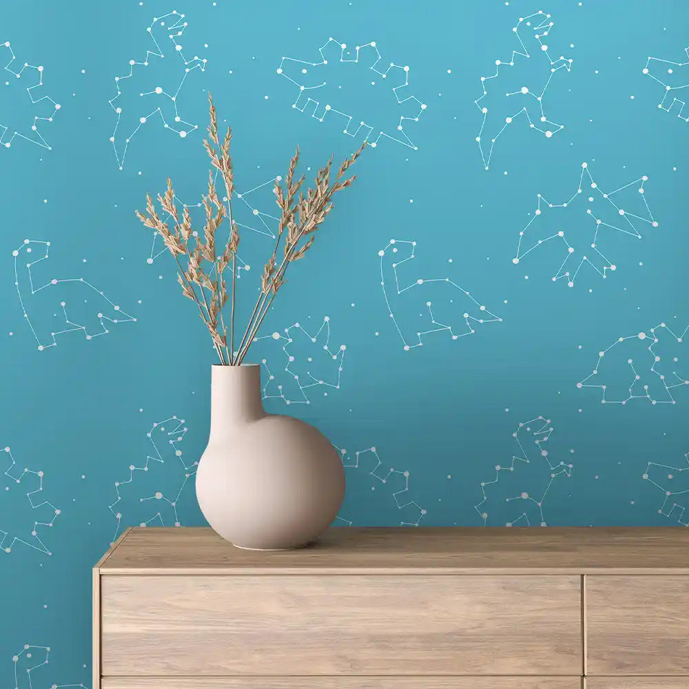 Teal Dinosaur Constellation Peel & Stick Wallpaper – Baby 0002