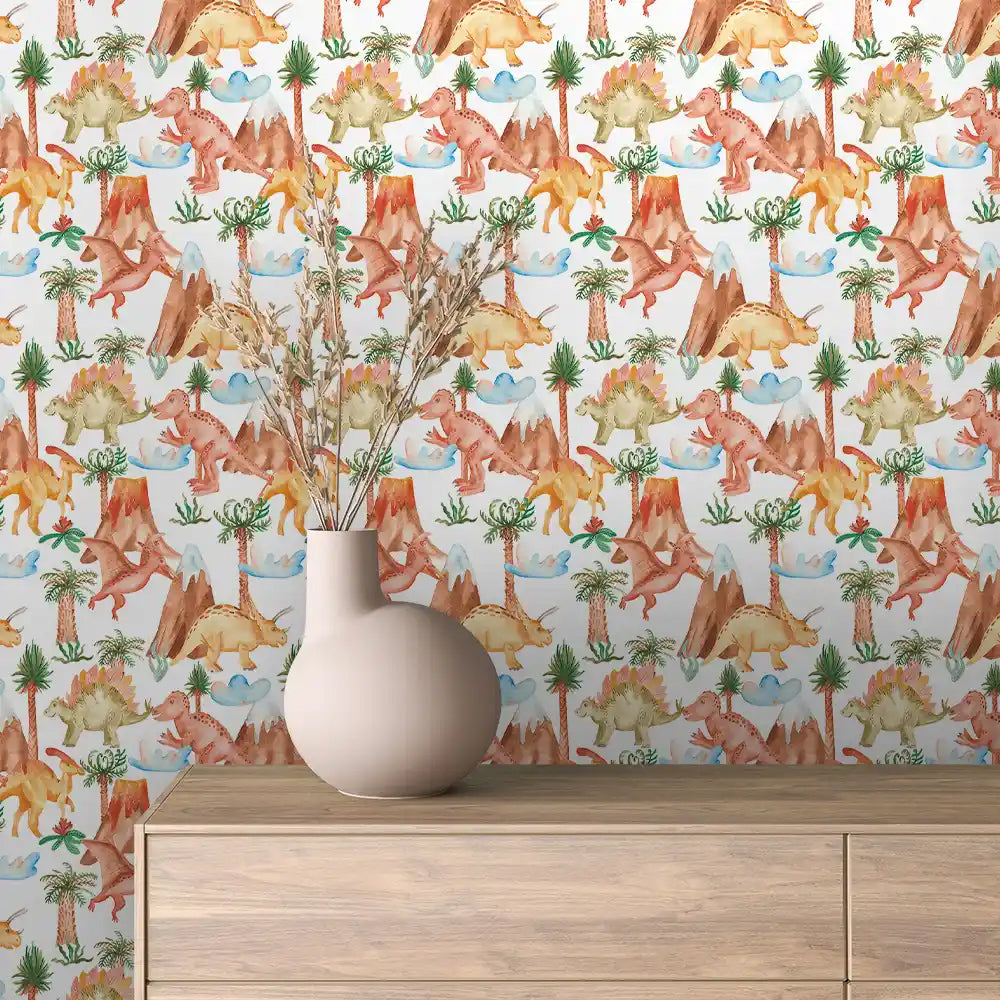 Volcano Valley Dinosaur Peel & Stick Wallpaper – Baby 0011