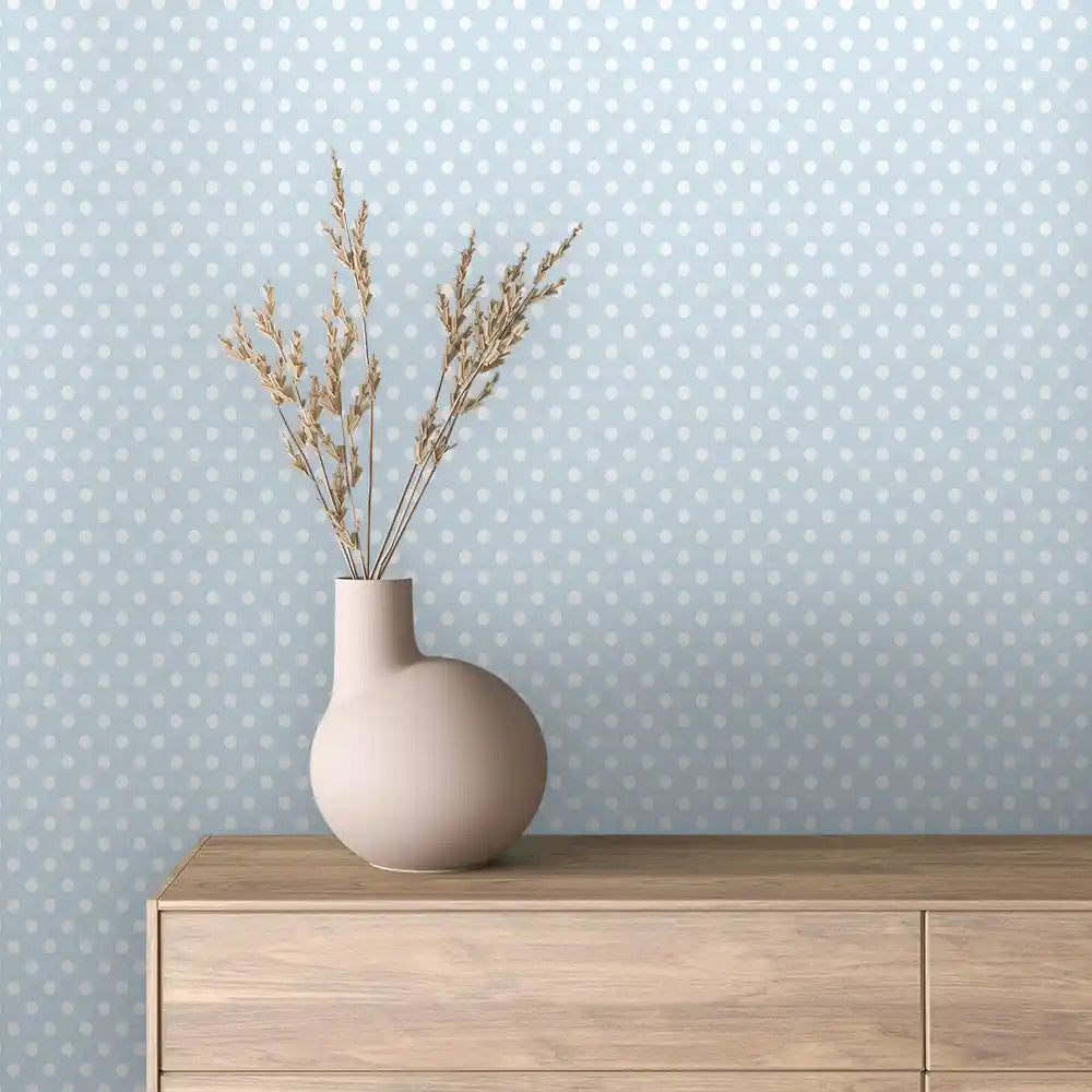 Powder Blue Polka Dot Peel & Stick Wallpaper – Baby 0042