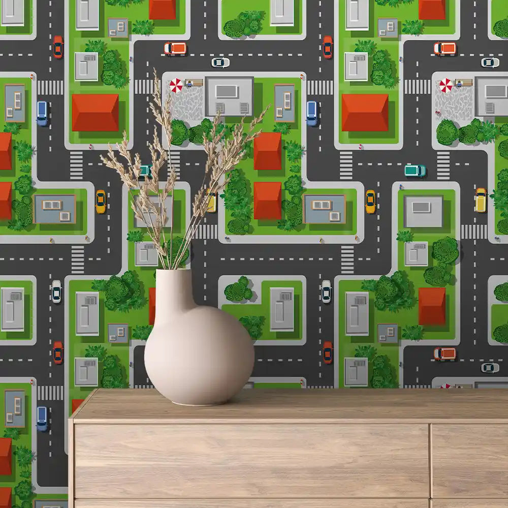 Aerial City Streets Peel & Stick Wallpaper – Baby 0093