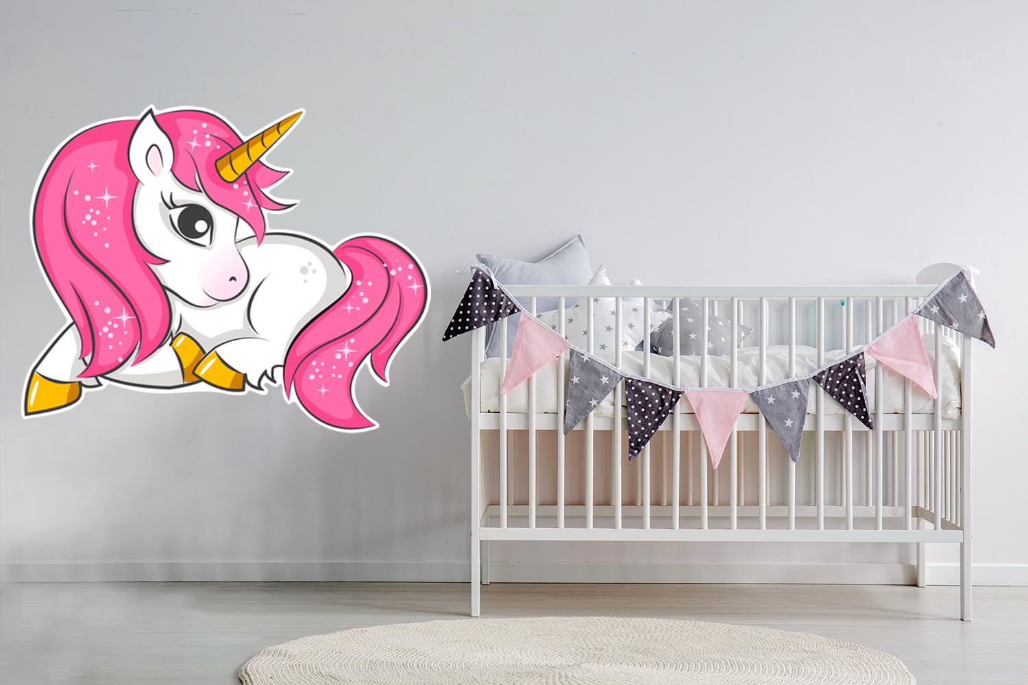 Pink Unicorn Decal, Wall Decal Sticker, Removable, Soft Fabric Decal