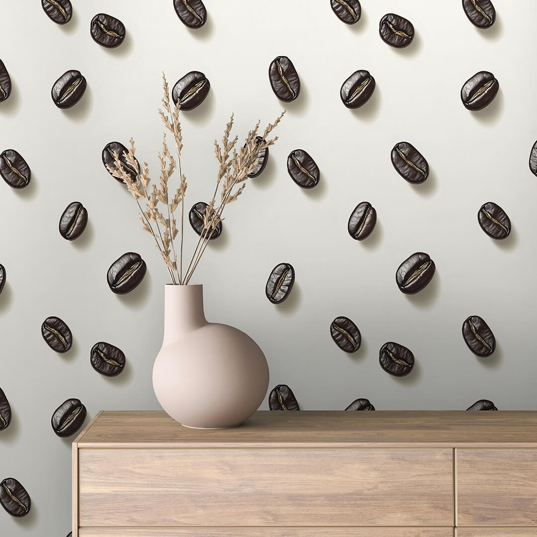 Illustrated Caramel Coffee Bean Wallpaper mockup