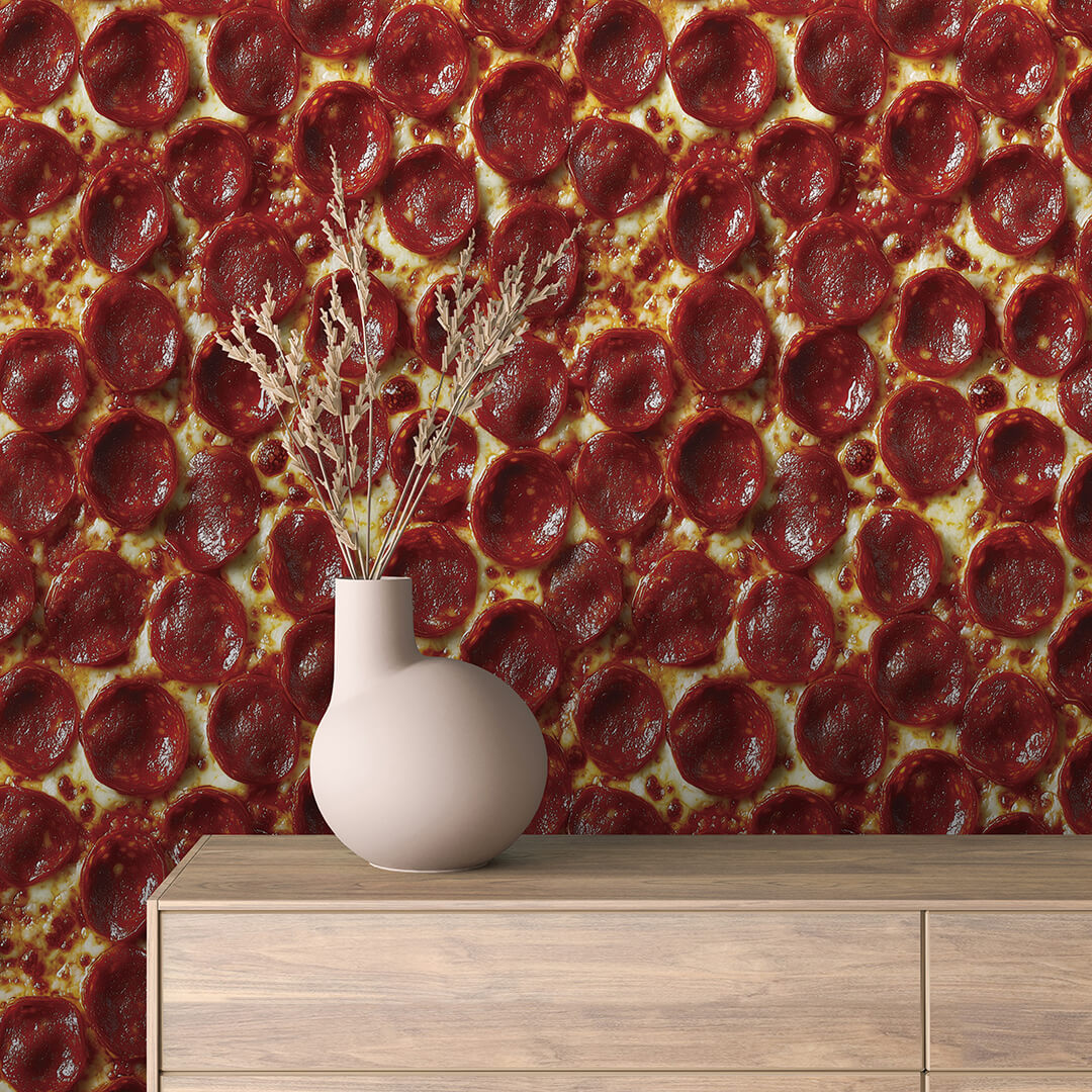 Pepperoni Pizza Macro Wallpaper mockup