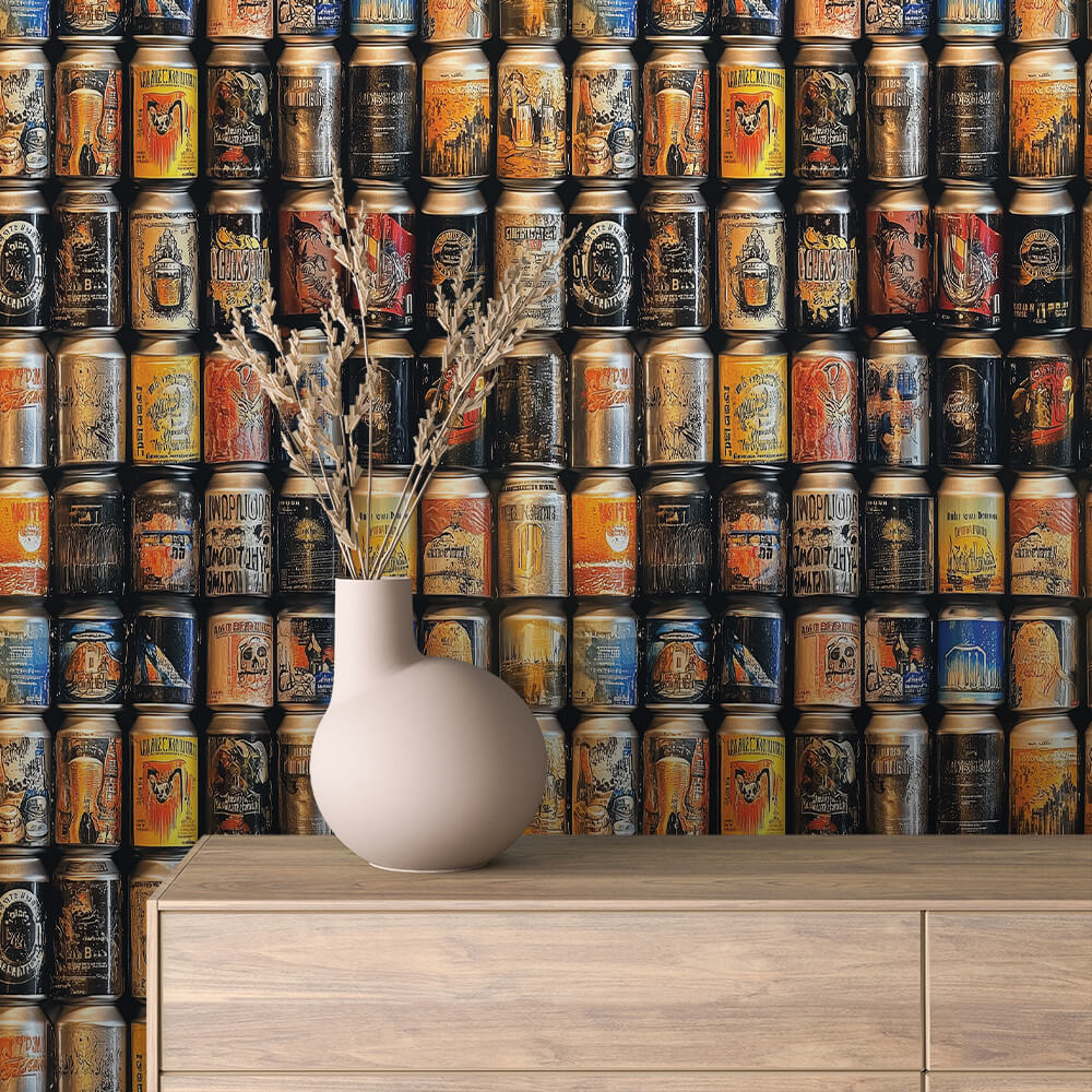 Craft Beer Can Wall Wallpaper mockup