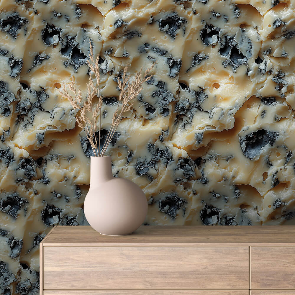 Blue Cheese Close-Up Texture Wallpaper mockup