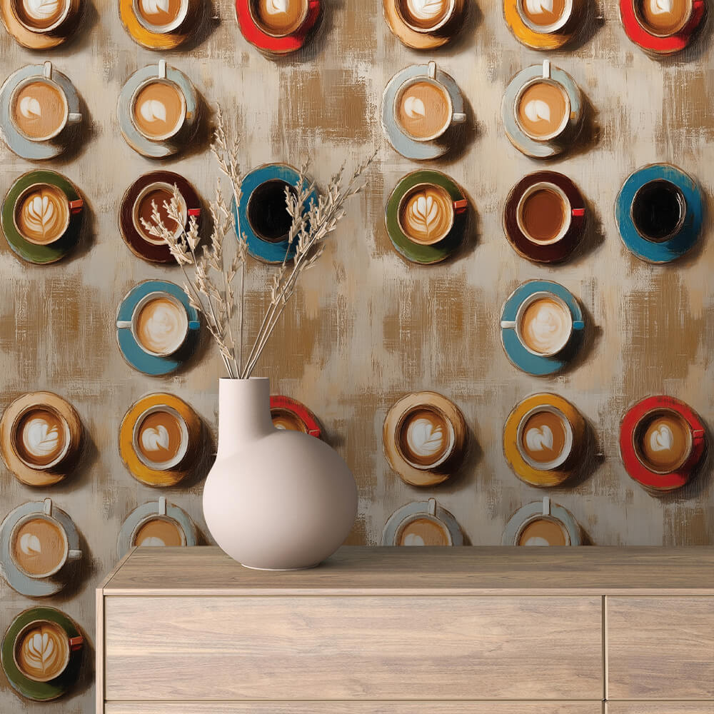 Painted Coffee Cup Gallery Wallpaper mockup