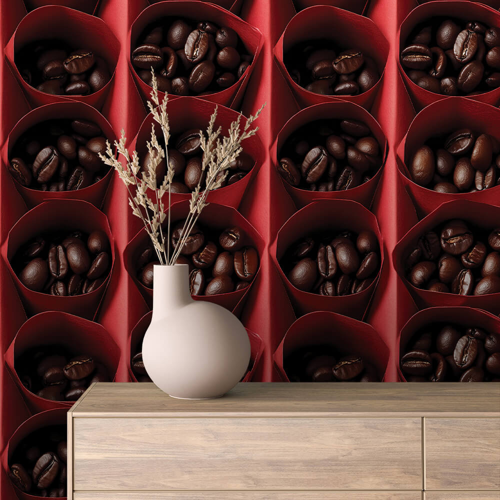 Red Paper Coffee Cone Wallpaper mockup