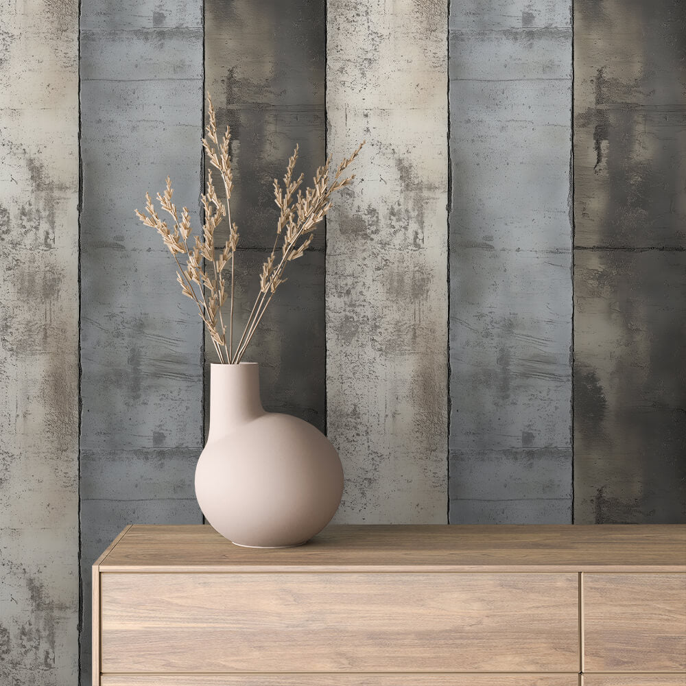 Weathered Grey Board-Formed Panel Peel & Stick Wallpaper – Concrete 0062