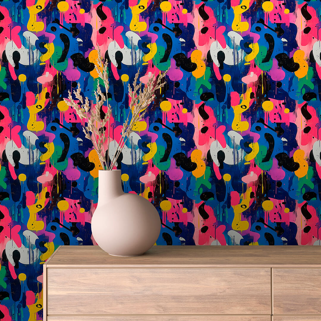 Cobalt Pink Spray Blob Abstract Peel & Stick Wallpaper – Techno-Geek 0005