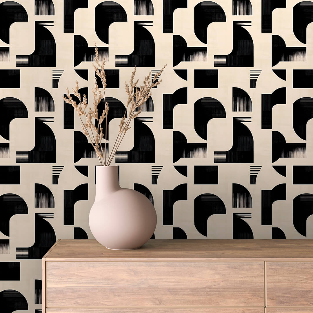 Noir Stepped Arch Mosaic Peel & Stick Wallpaper – Geometric 0002