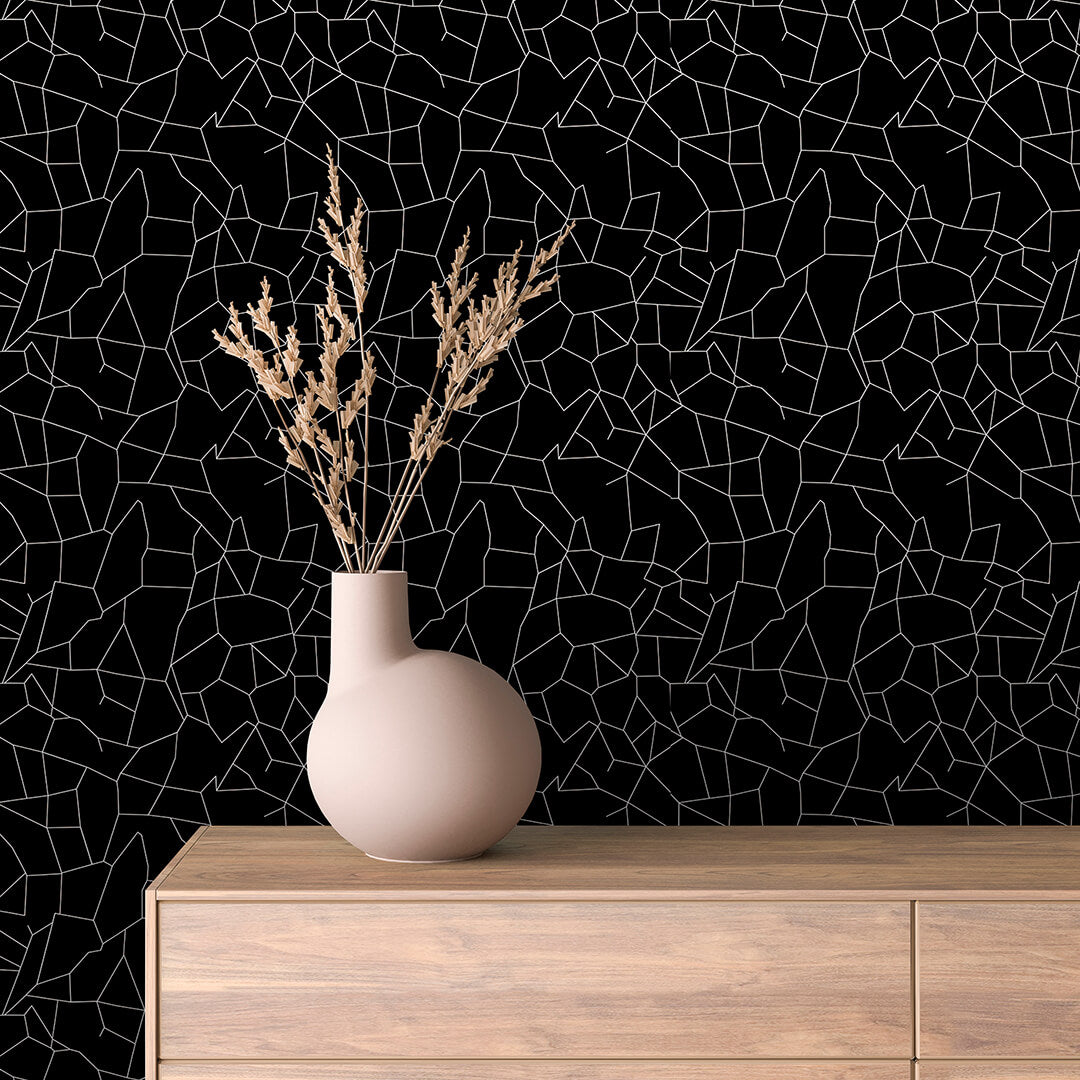 Midnight Crackle Line Peel & Stick Wallpaper – Geometric 0012