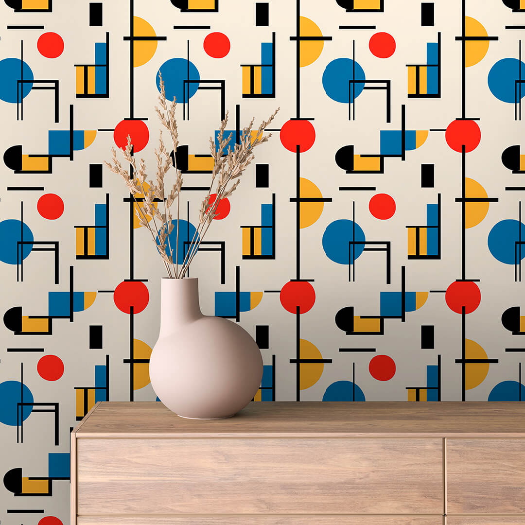 Primary Bauhaus Circles Peel & Stick Wallpaper – Geometric 0013