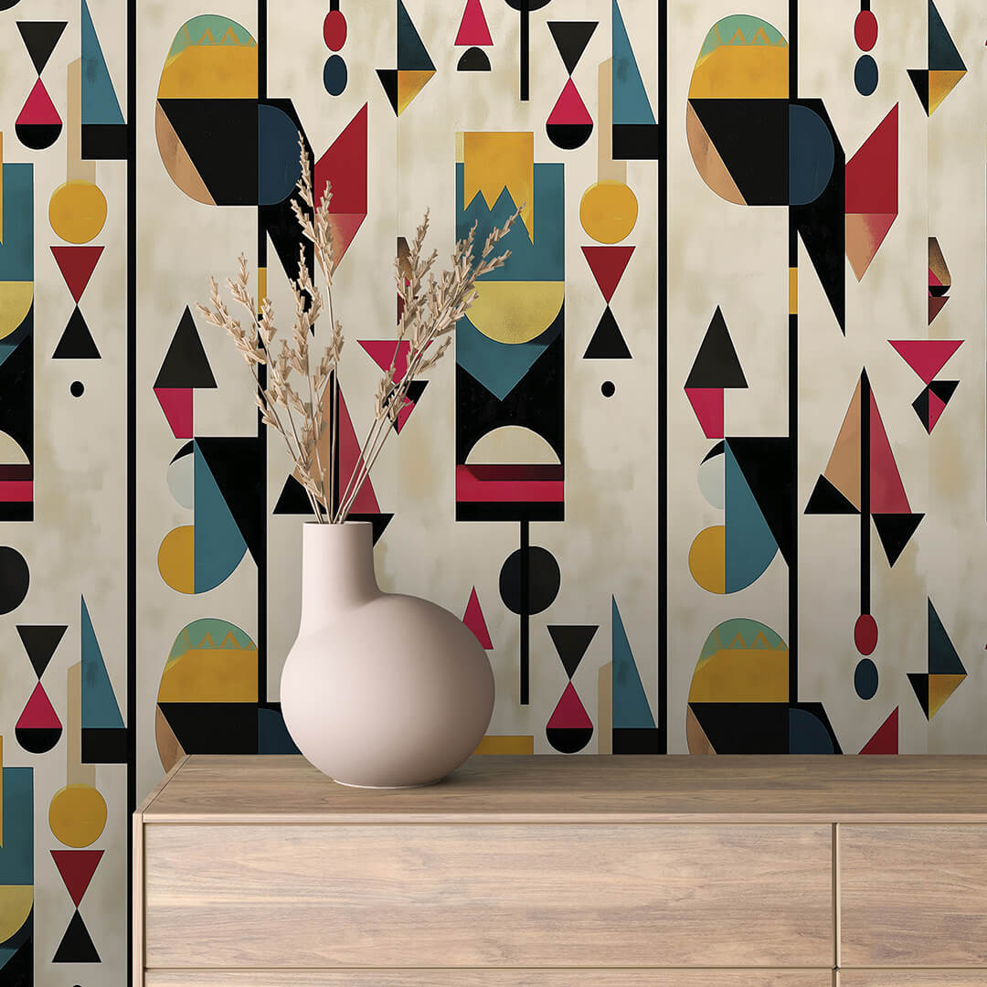 Cream Folk Totem Peel & Stick Wallpaper – Geometric 0021