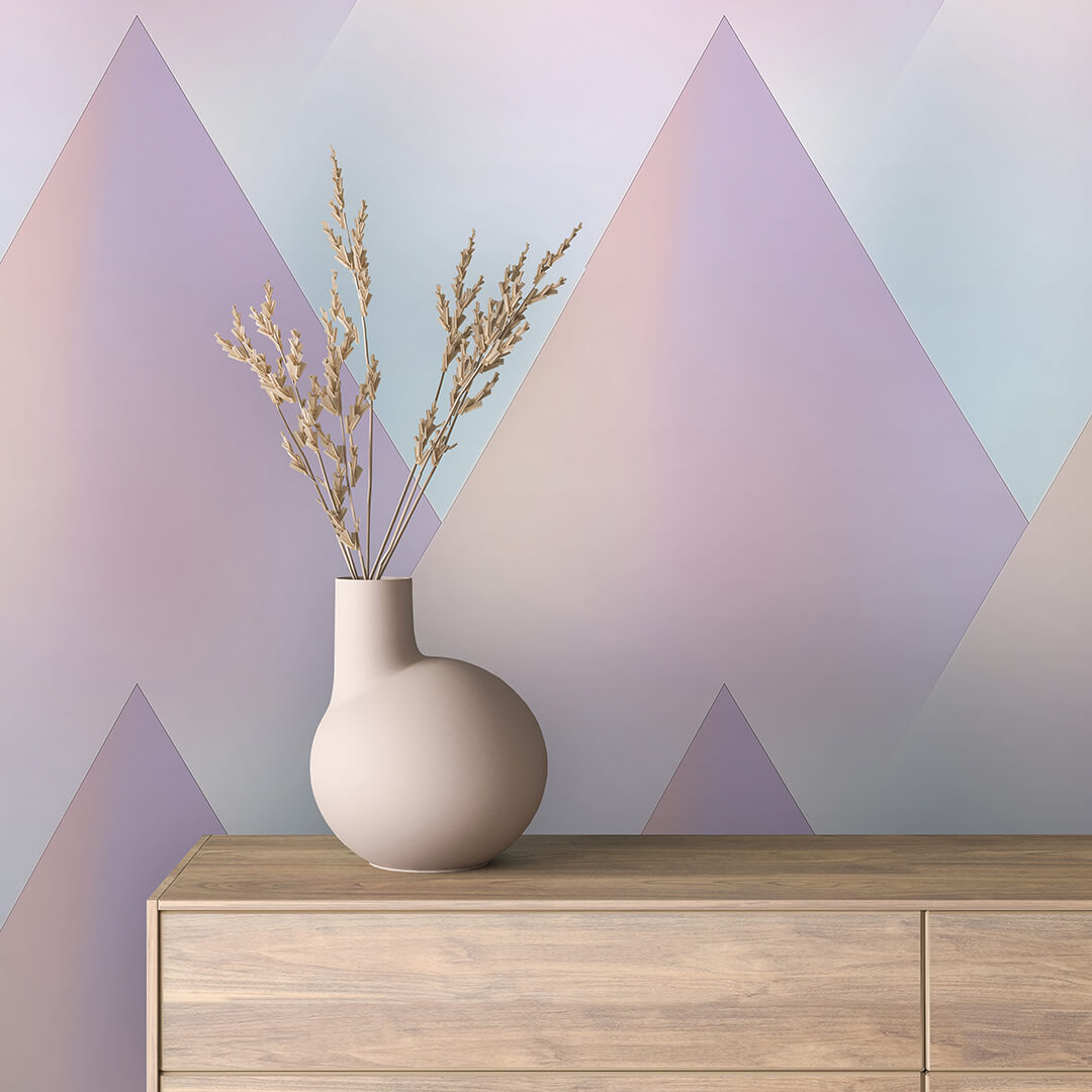 Lilac Gradient Peaks Peel & Stick Wallpaper – Geometric 0033