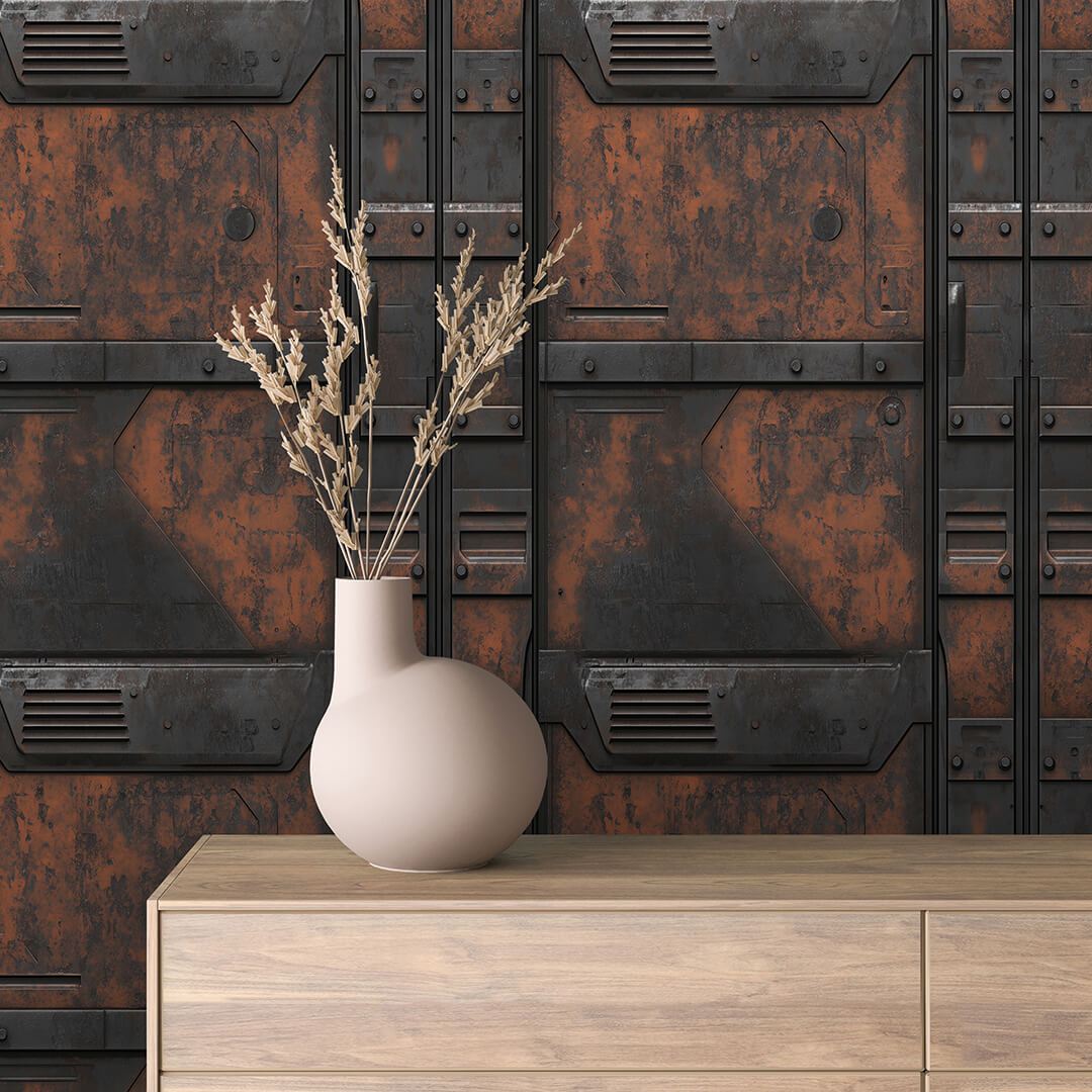 Rusted Armor Plate Peel & Stick Wallpaper – Metal 0012