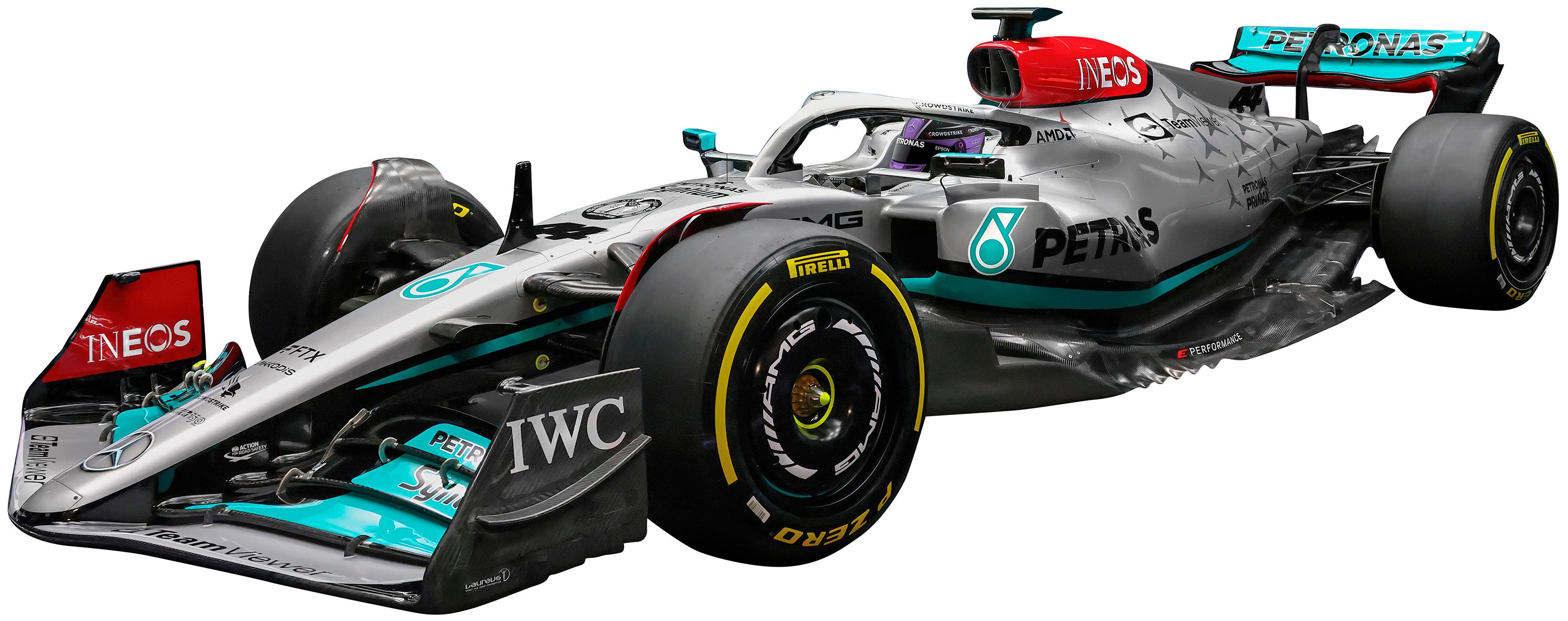 Mercedes W14 2023 Side View Purple Helmet Formula Race Car Side view, Removable and Easy to install_015