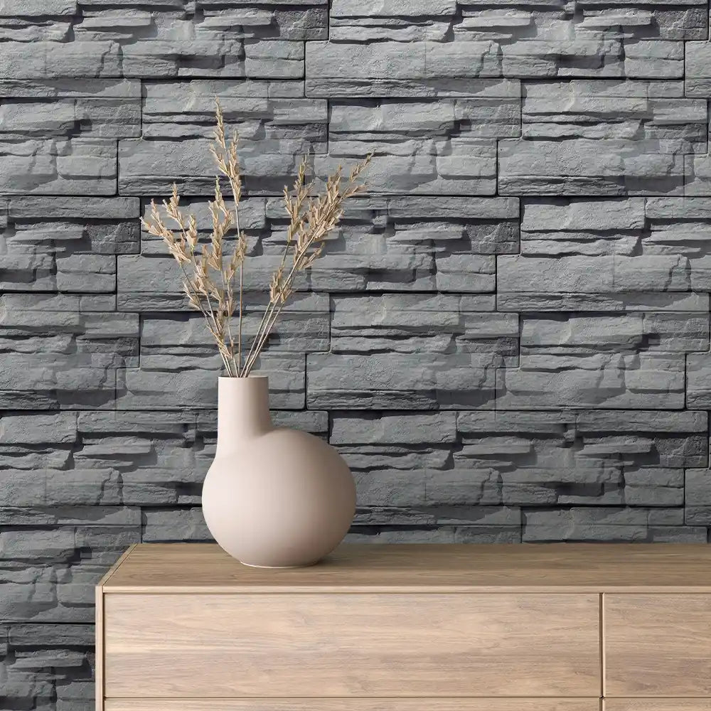 Graphite Ledge Panel Stone Peel & Stick Wallpaper – Stone 0036