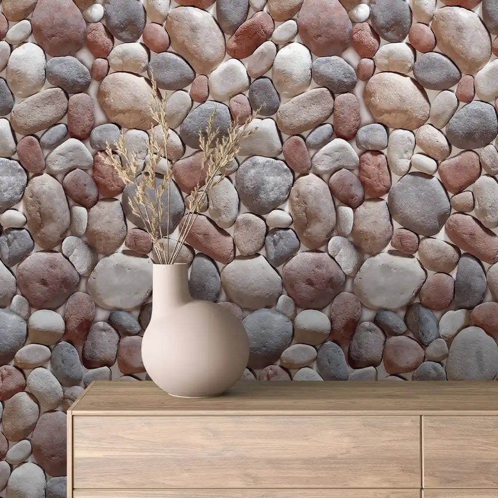 Rust Multicolour Pebble Stone Peel & Stick Wallpaper – Stone 0065