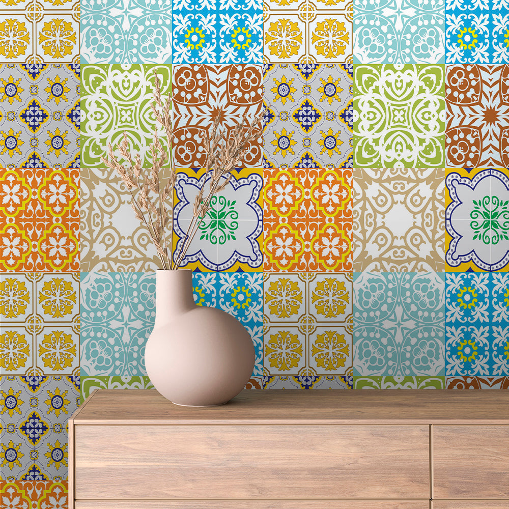 Sunlit Folk Damask Tile Peel & Stick Wallpaper – Tile 0011