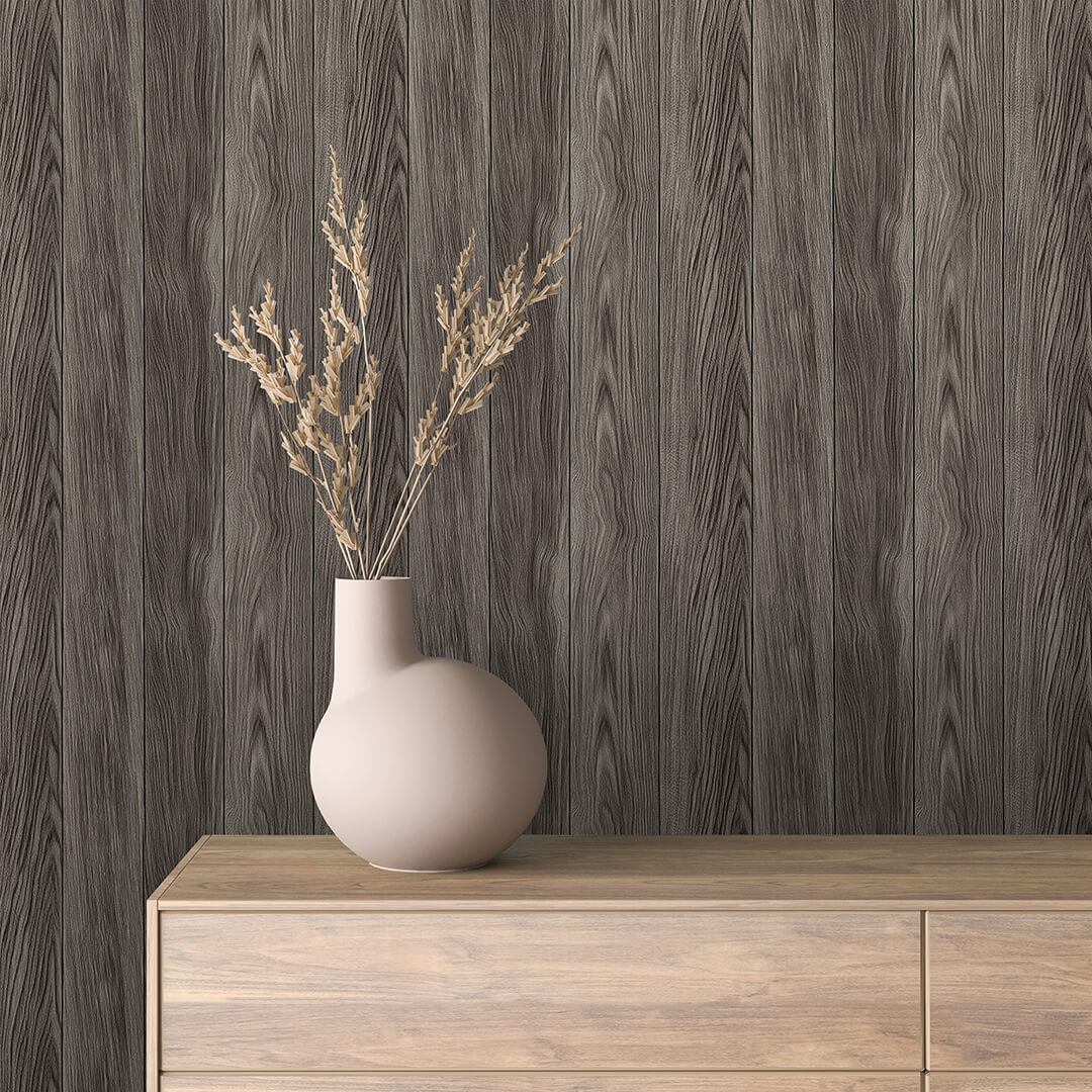 Charcoal Wood Plank Wallpaper mockup