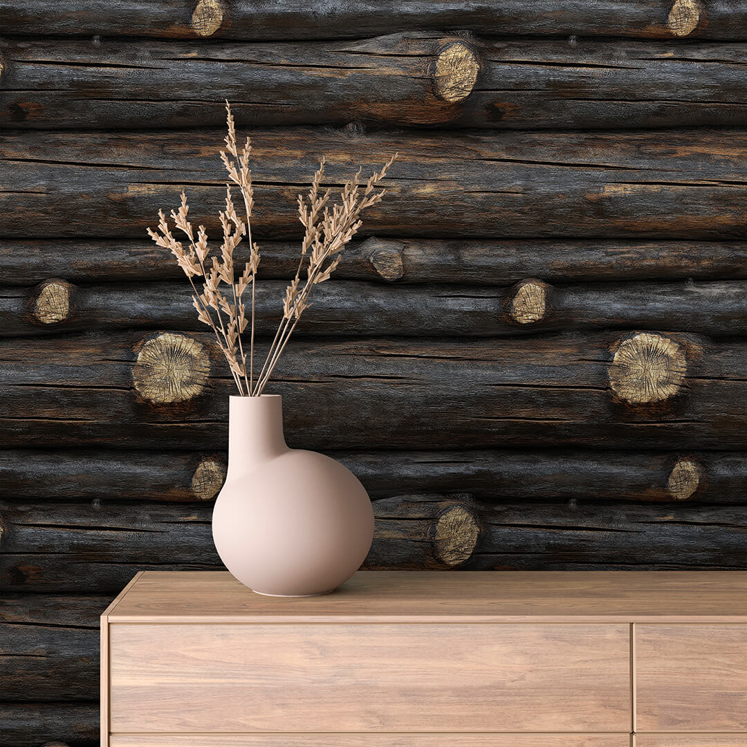Golden Ember Log Wallpaper mockup