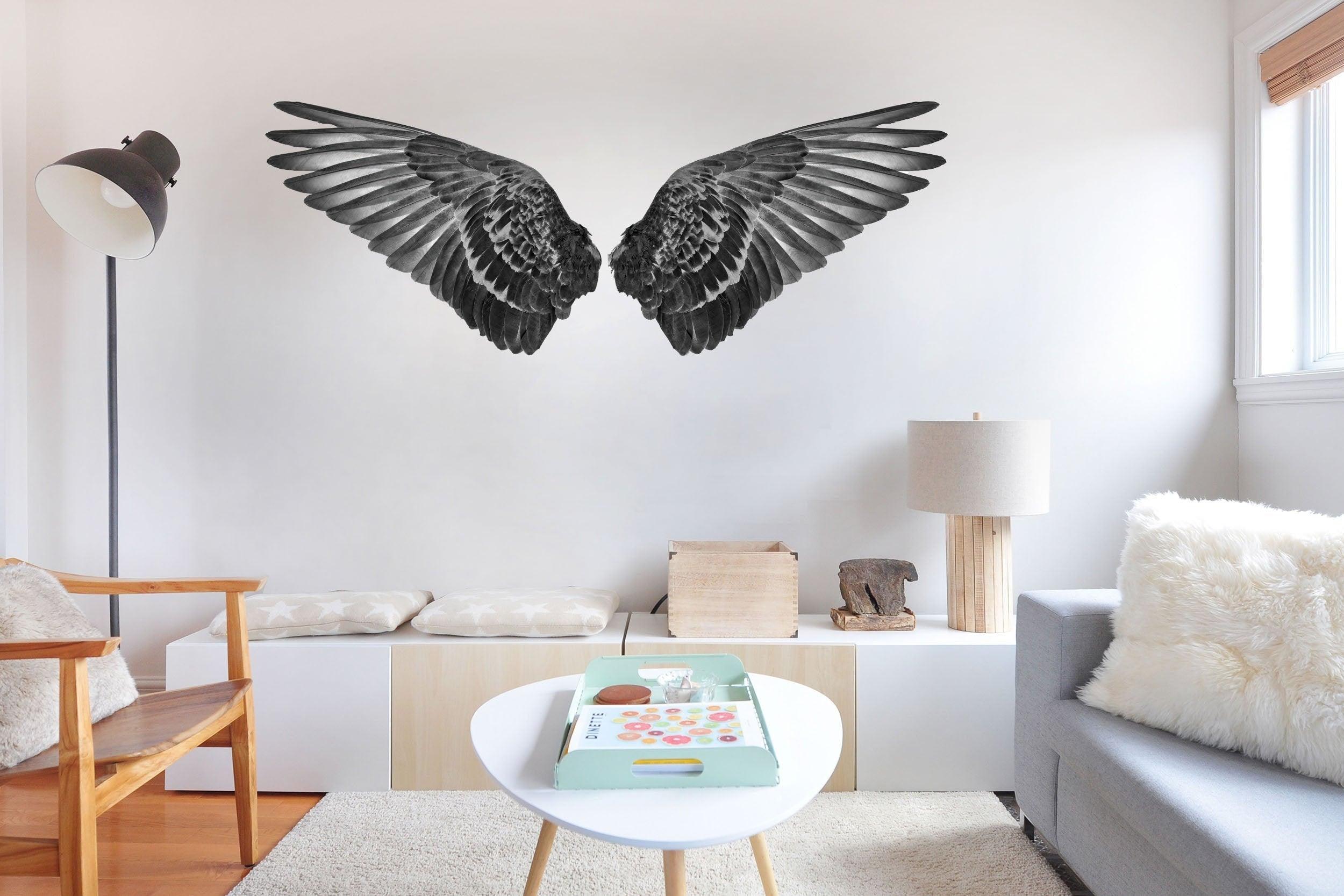 Black Wings Die Cut to Wings, Removable wall Decal