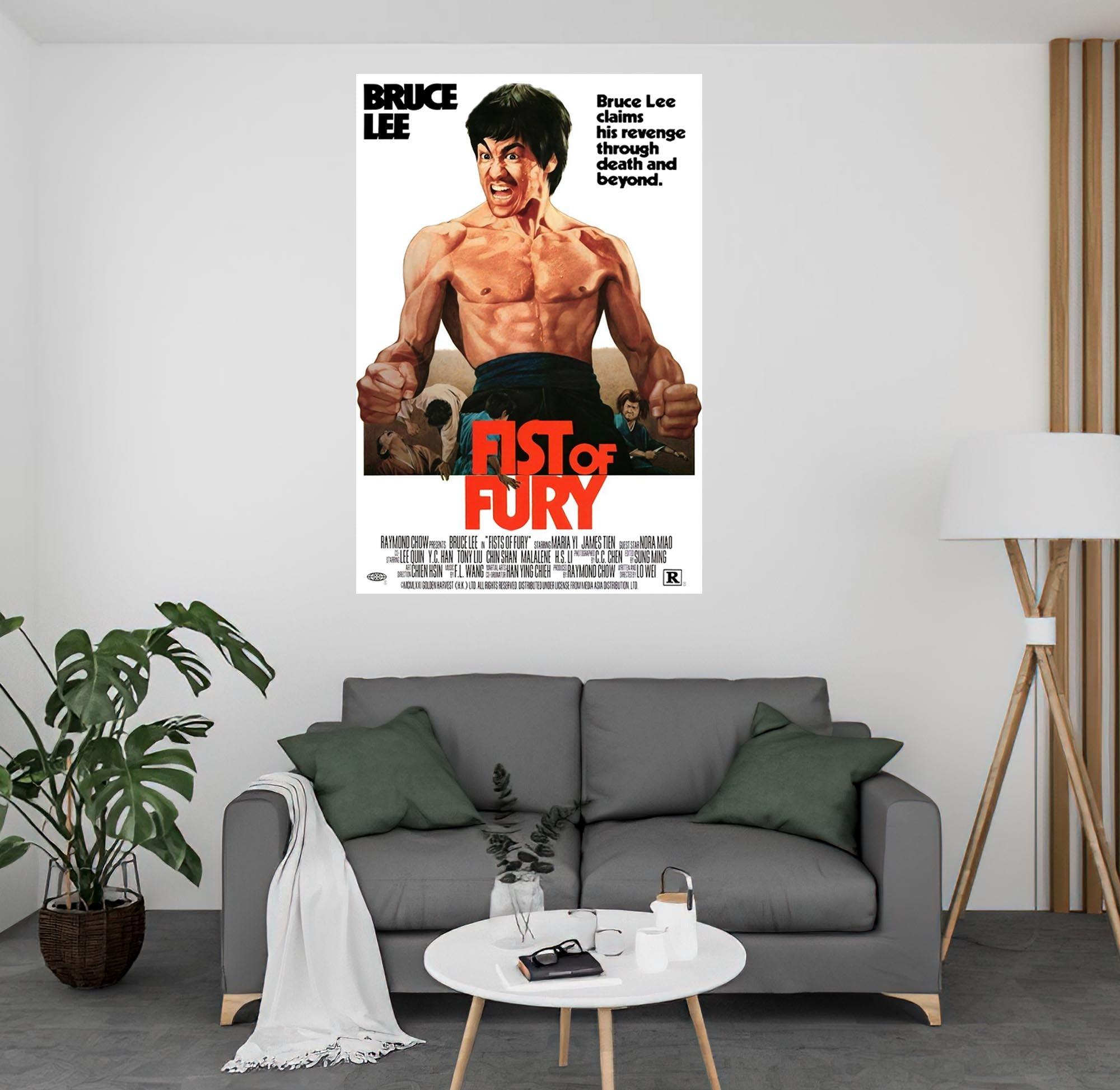 CoolWalls.ca Posters, Prints, & Visual Artwork Bruce Lee Firsts of Fury Movie Poster Vintage Artwork: Peel_n_Stick onto the wall, wallpaper like fabric