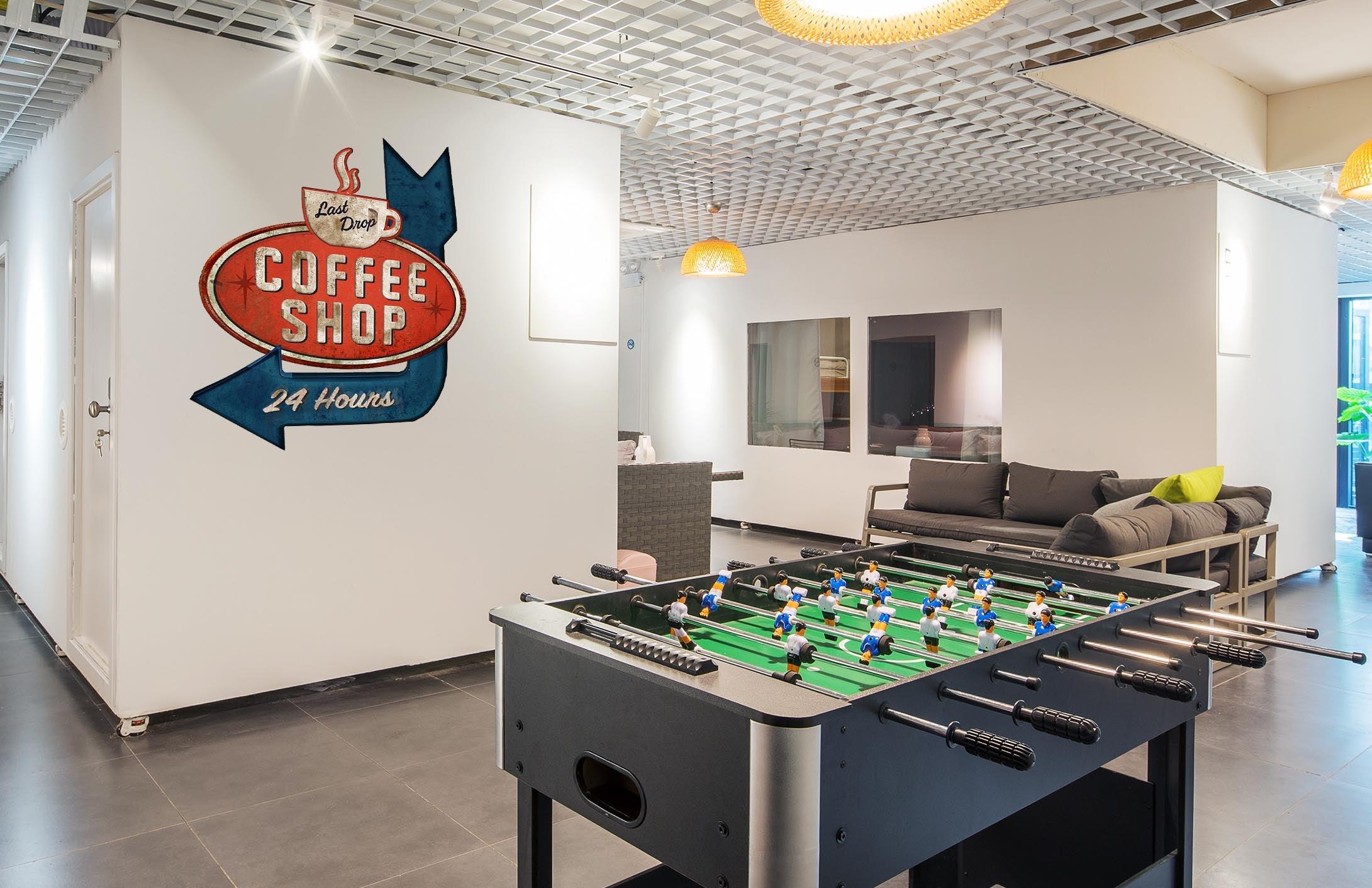 CoolWalls.ca DieCut Coffee Shop 24 Hours Sign Decal, Wall Decal, Peel-N-Stick and Removes Easily Anytime