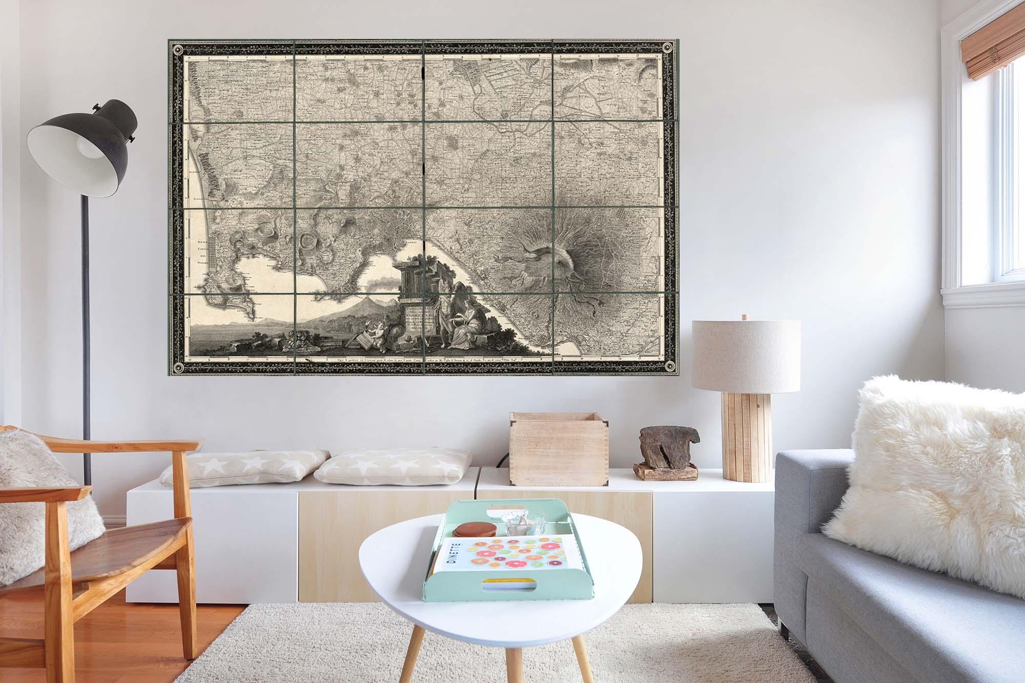 CoolWalls.ca diecut Map of Naples Made in 1865, Wall Decal Sticker Wallpaper, PEEL-N-STICK, removable anytime. Great for a classroom