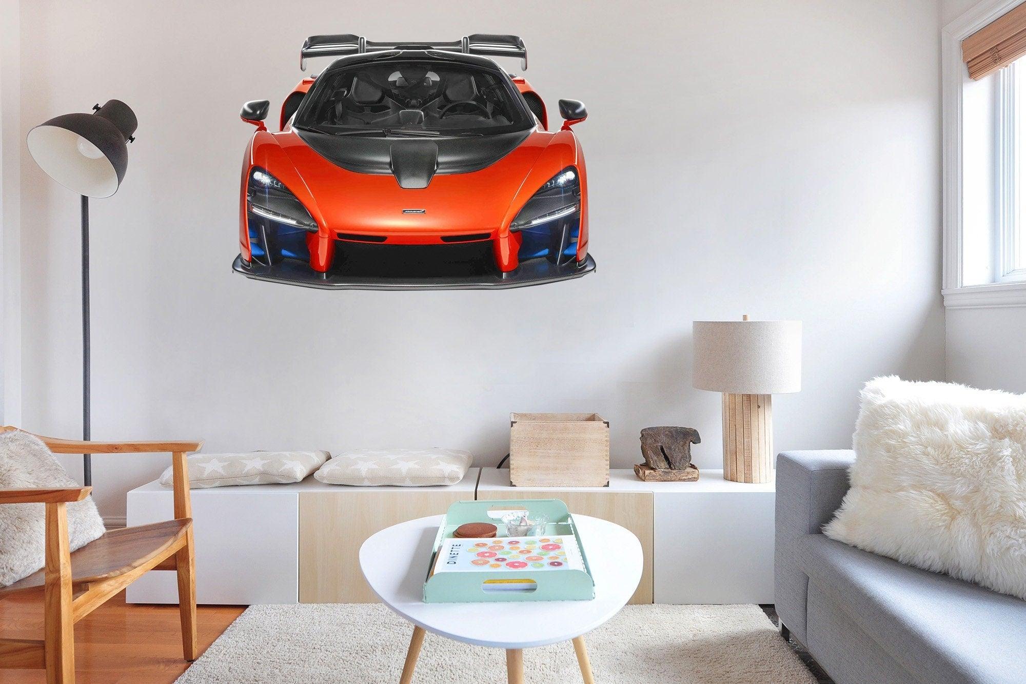 Multi Colour McLaren Senna Hyper Car Wall Decal, Removable Fabric Wall Sticker, Super Car, Boys Bedroom Man Cave Wall Art