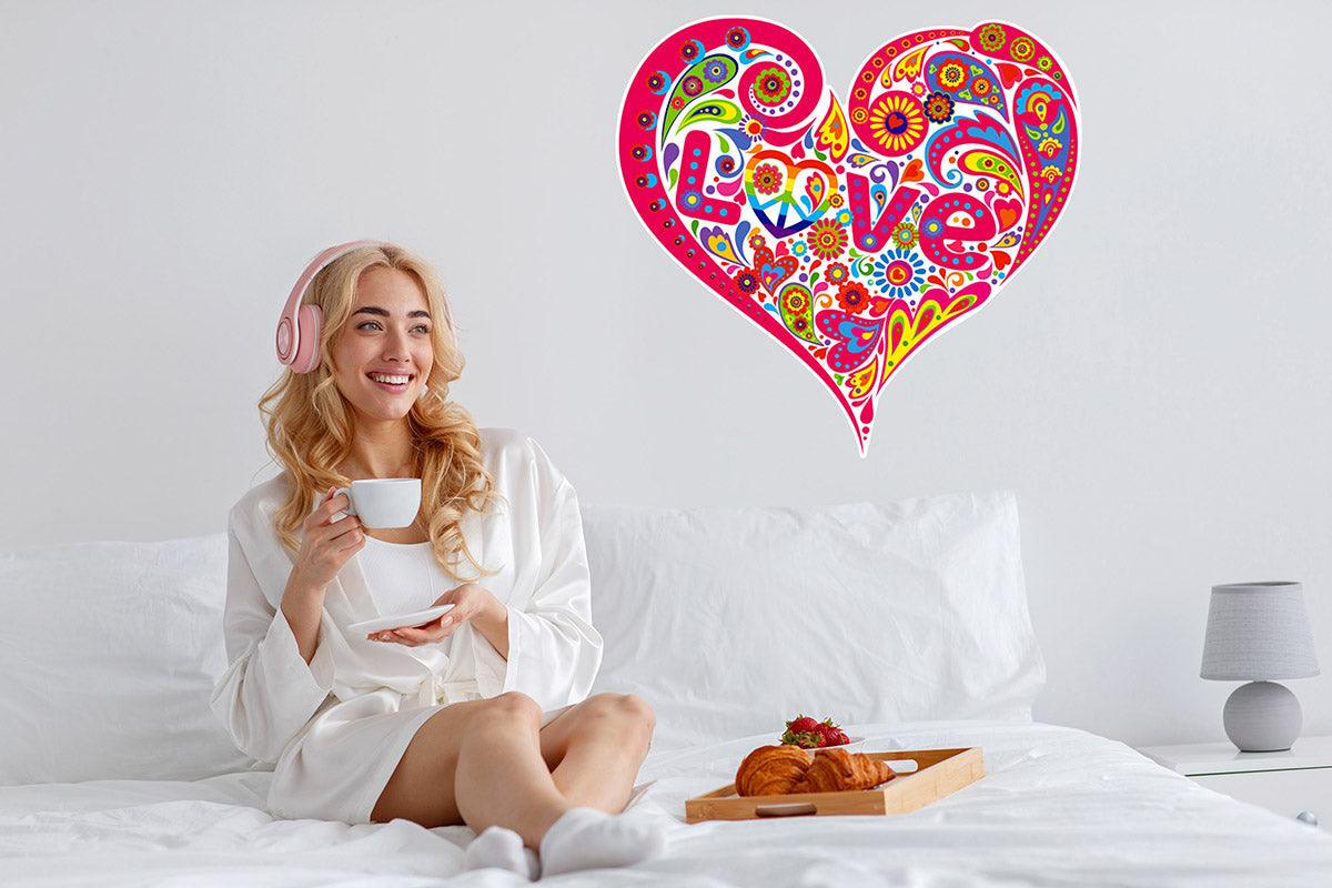 CoolWalls.ca sticker Pink Love heart wall decal, Peel-N-Stick Wall Decal, Removable, Easy install