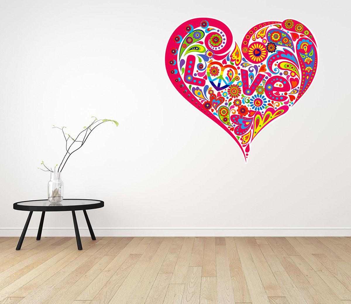 CoolWalls.ca sticker Pink Love heart wall decal, Peel-N-Stick Wall Decal, Removable, Easy install