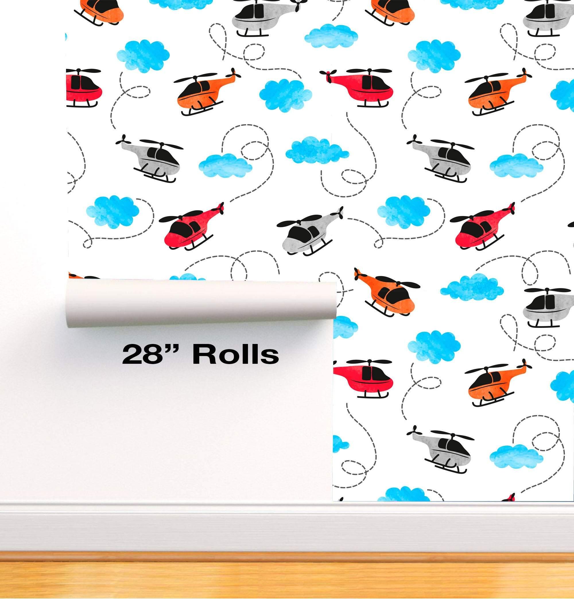 Removable and Seamless Helicopters Wallpaper in 28" Rolls