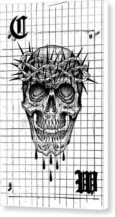 Pixels Canvas Print 7" x 12" / White / Glossy Richard Skull - Canvas Print