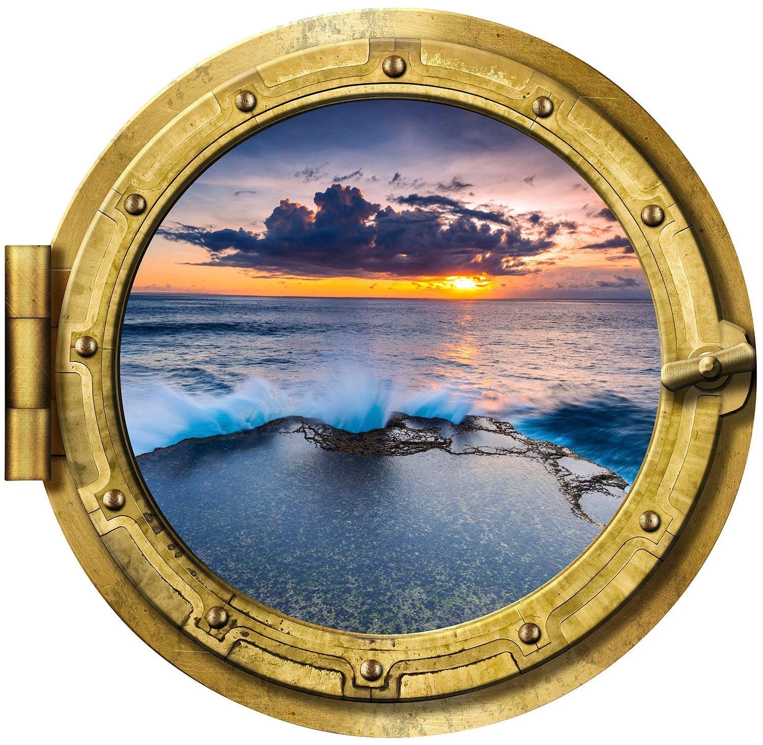 Sunset Water Splash #006, Window Decal, removable Decal