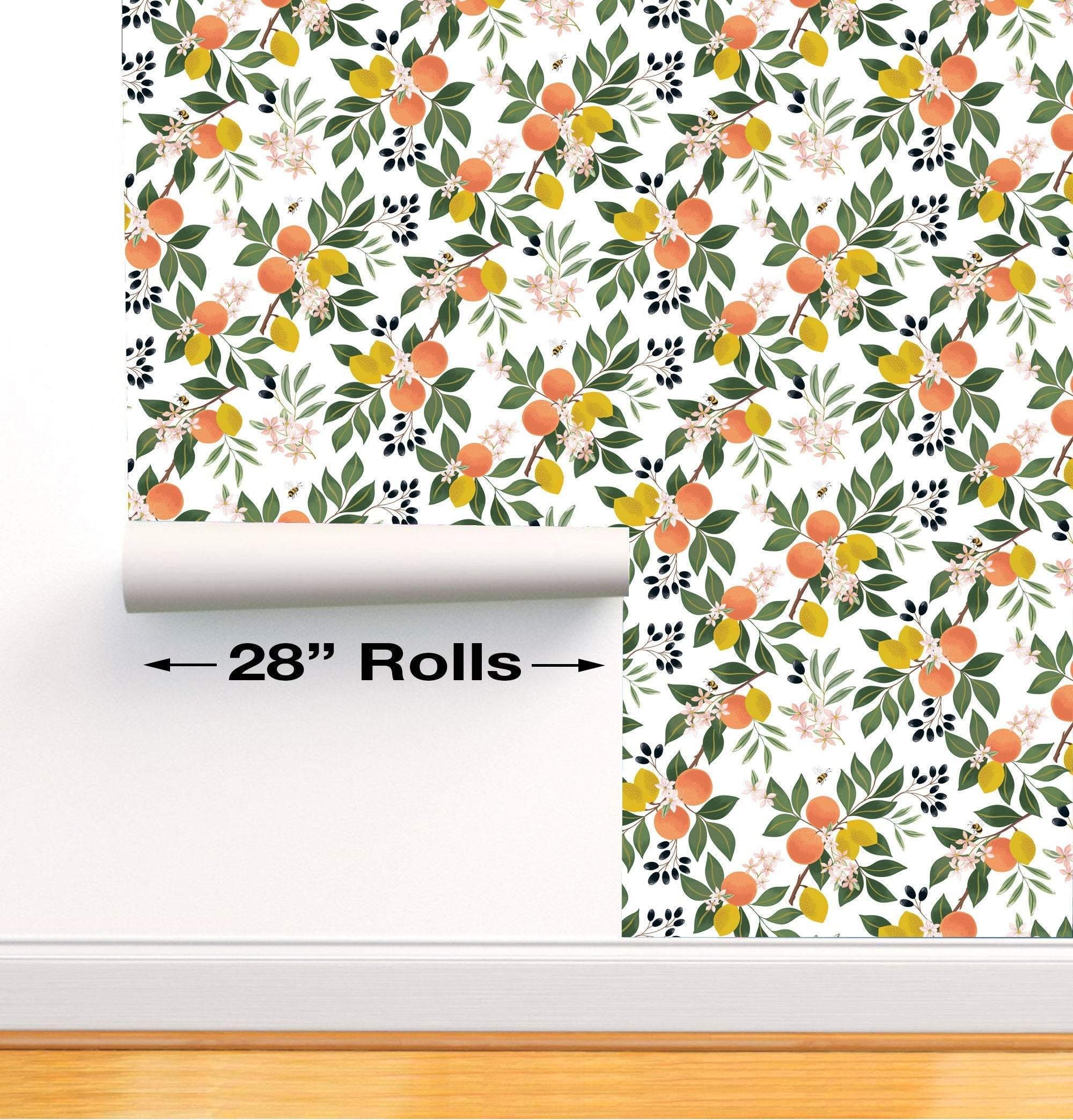 Wallpaper Pattern of green leaves | Removable Wallpaper | Peel-N-Stick | Seamless Pattern | Removable Fabric