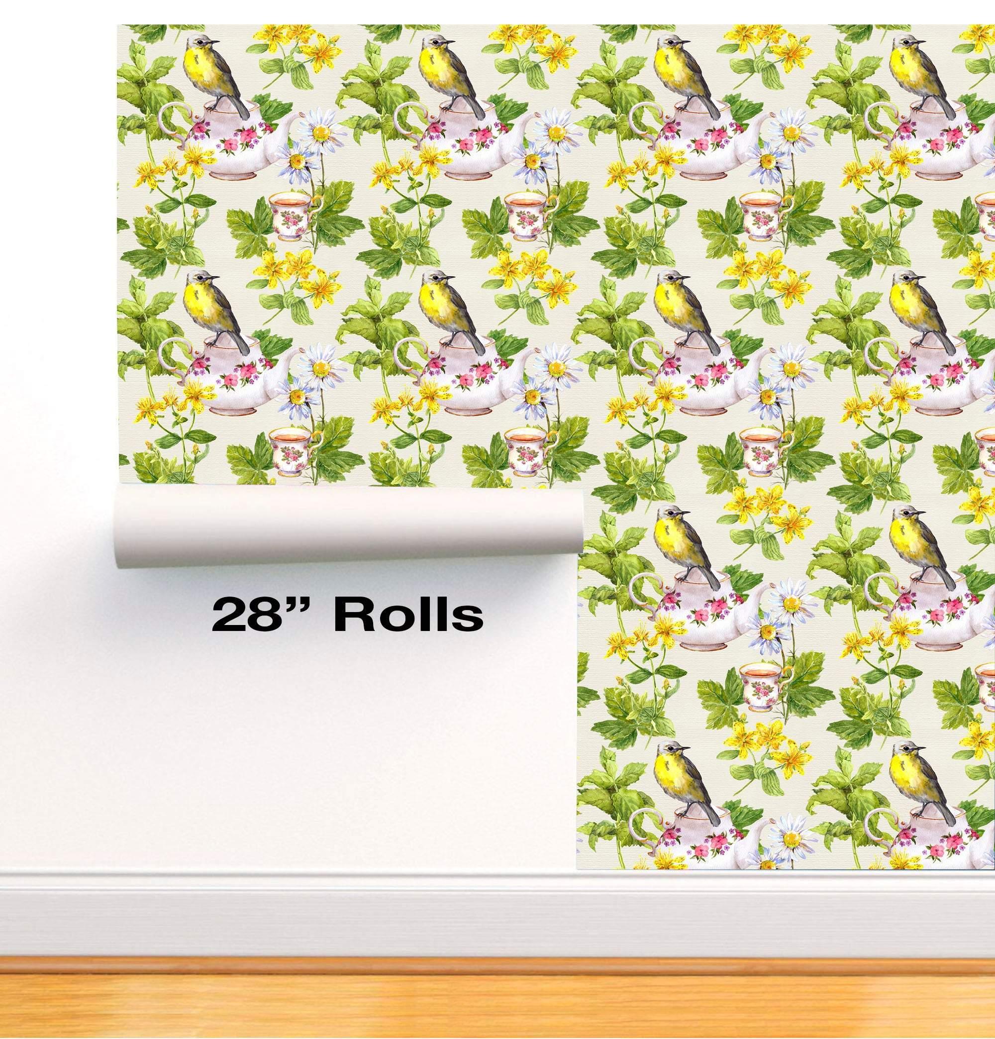 Yellow bird in a spring meadow Removable Wallpaper in 28" Rolls