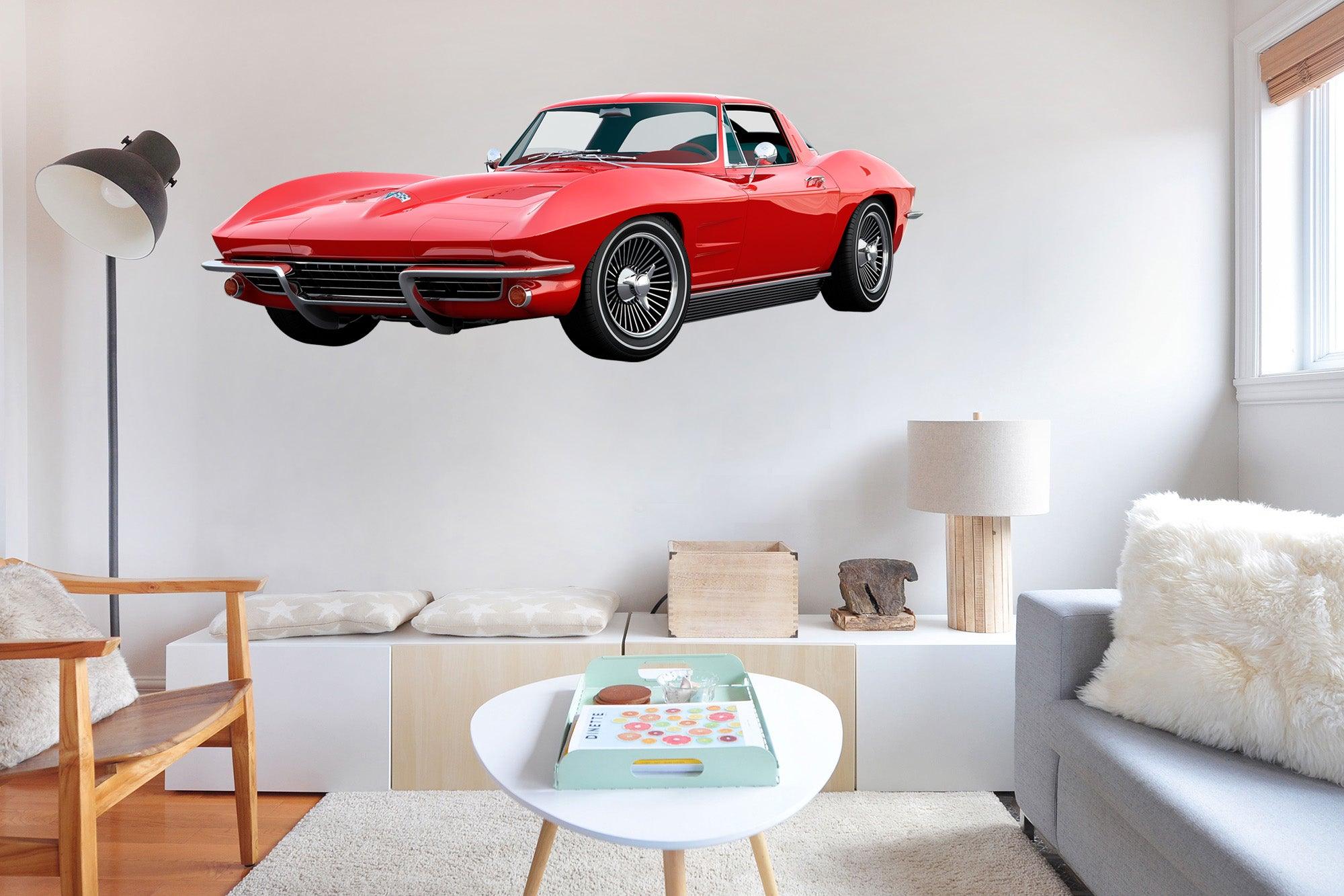 1965 Corvette C2 Stingray Red, Wall Decal Sticker, Easy to Peel-N-Stick 037