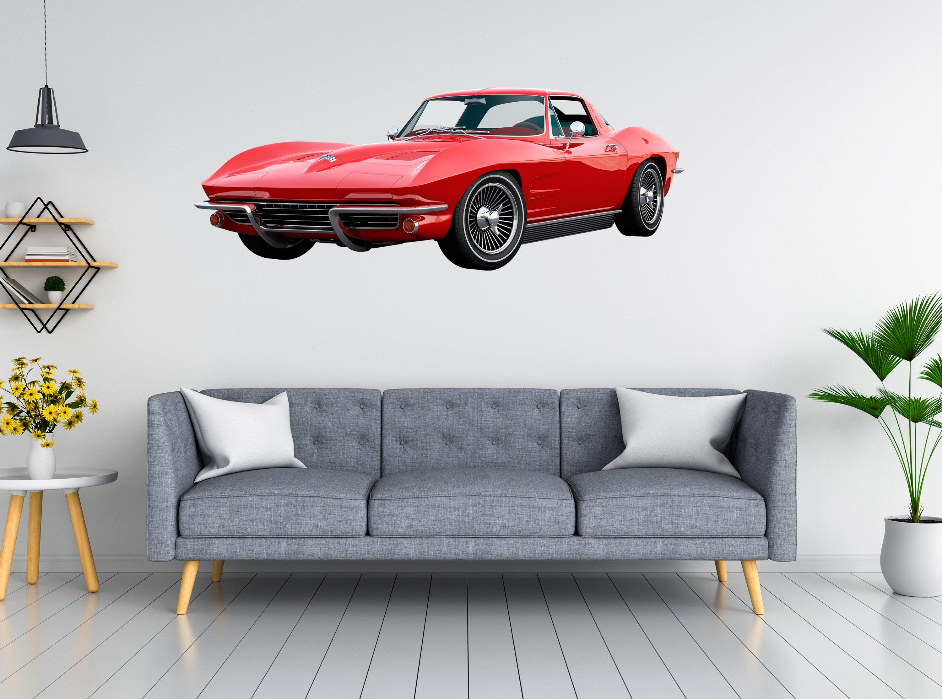 1965 Corvette C2 Stingray Red, Wall Decal Sticker, Easy to Peel-N-Stick 037