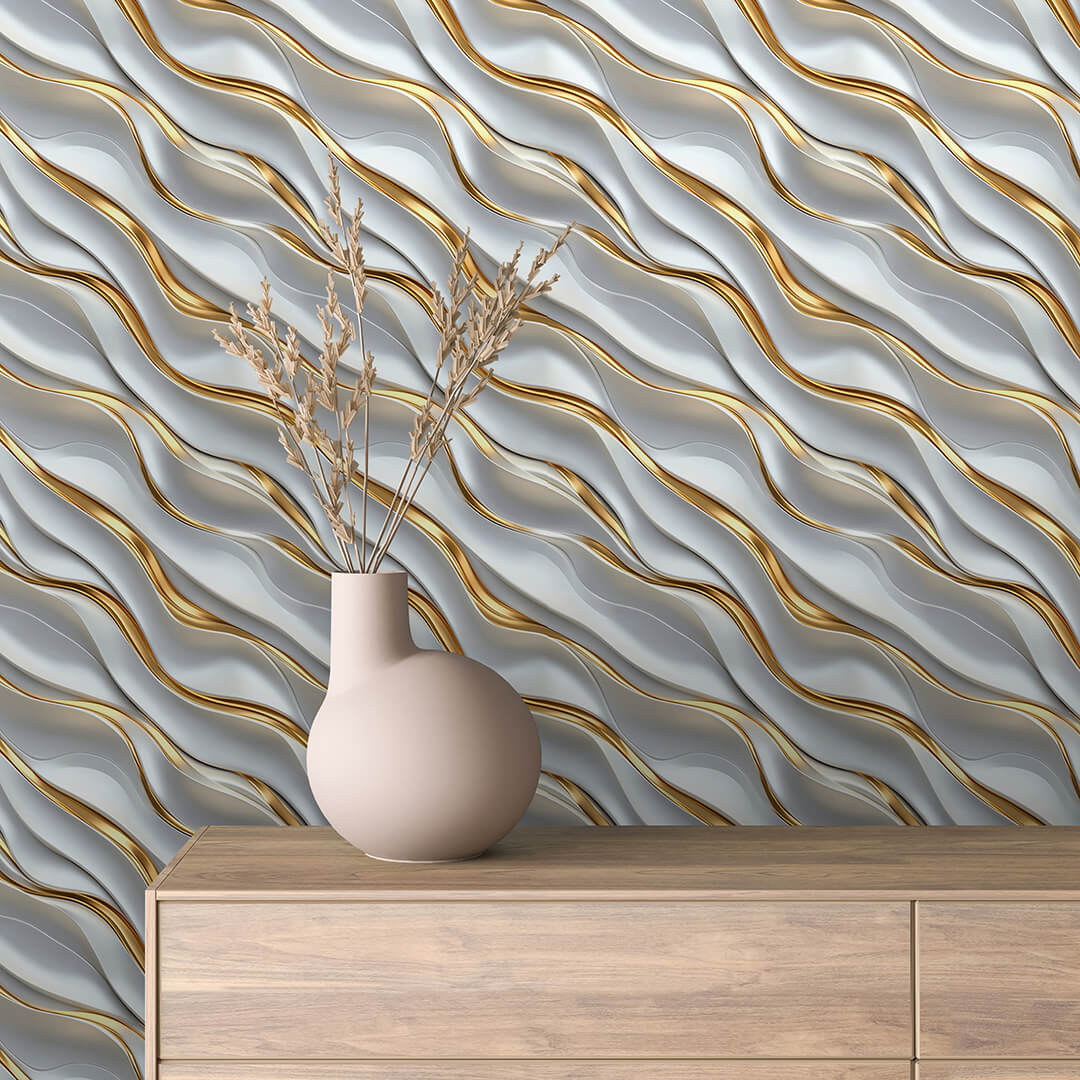 3D Wave Metallic Wallpaper 3D 0001