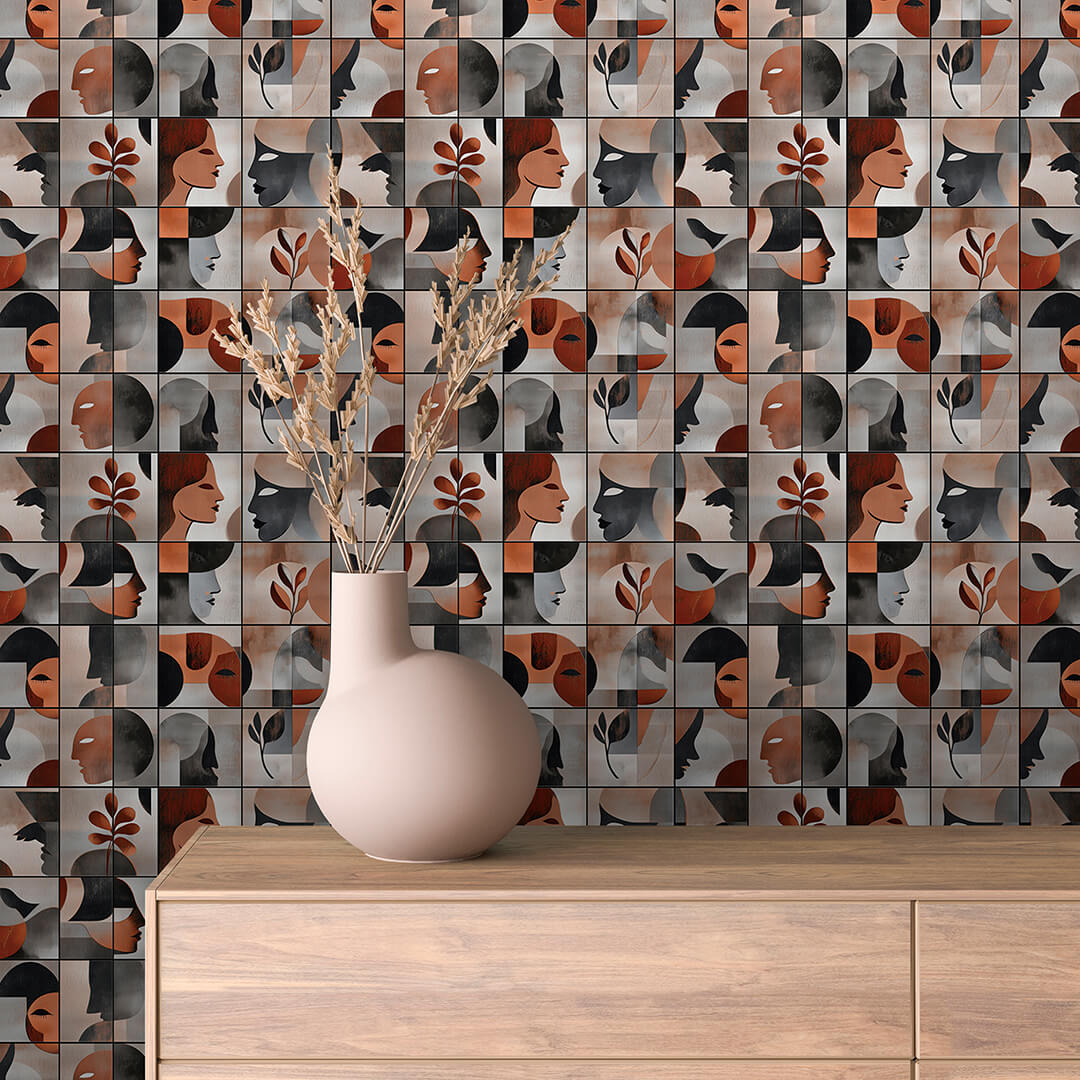 Geometric Face Tile Abstract 0009