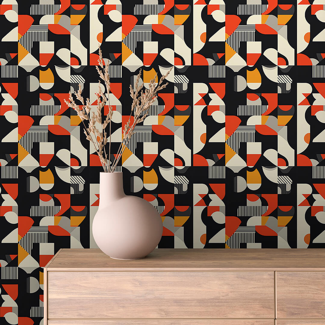 Art Deco Orange Geometric Abstract 0016
