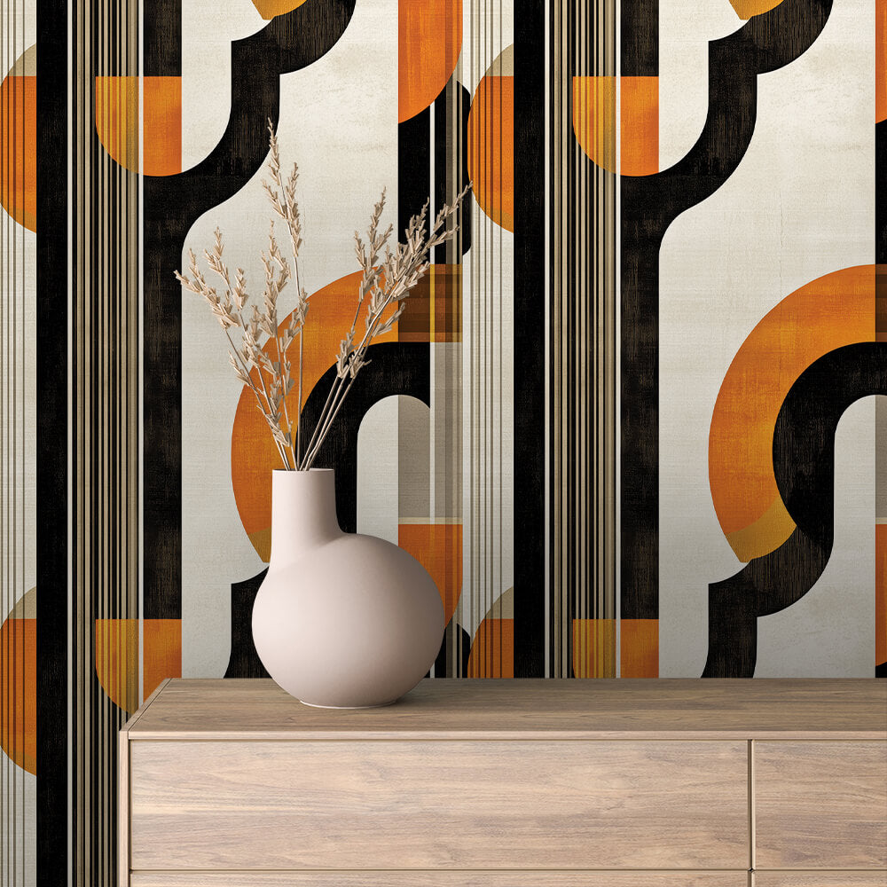 Art Deco Orange Arch Stripe Abstract 0042