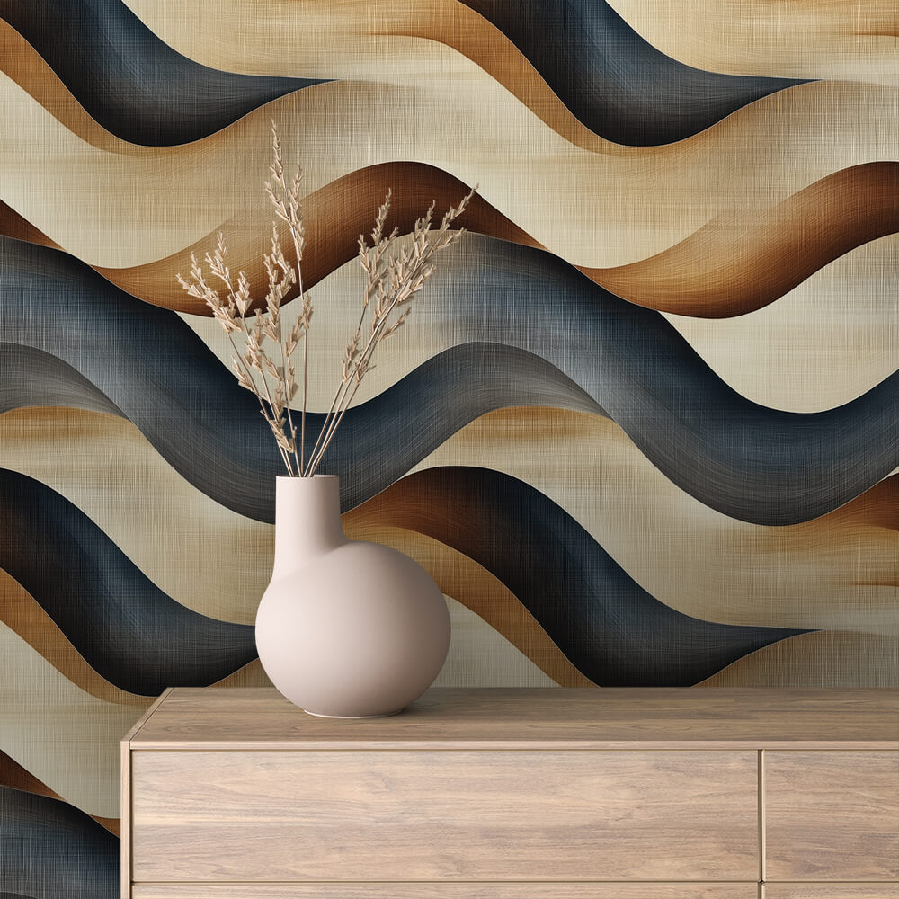 Navy Rust Wave Ribbon Abstract 0046