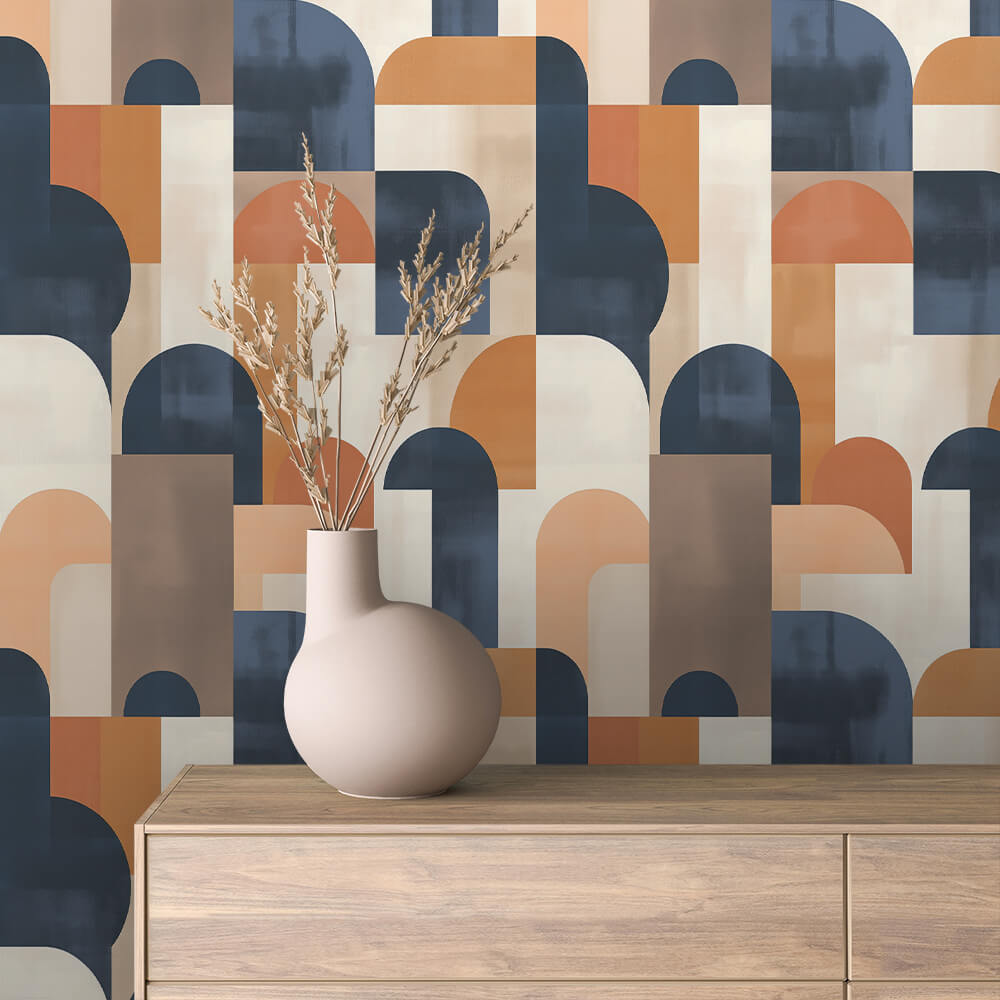 Navy Rust Arch Block Abstract 0057