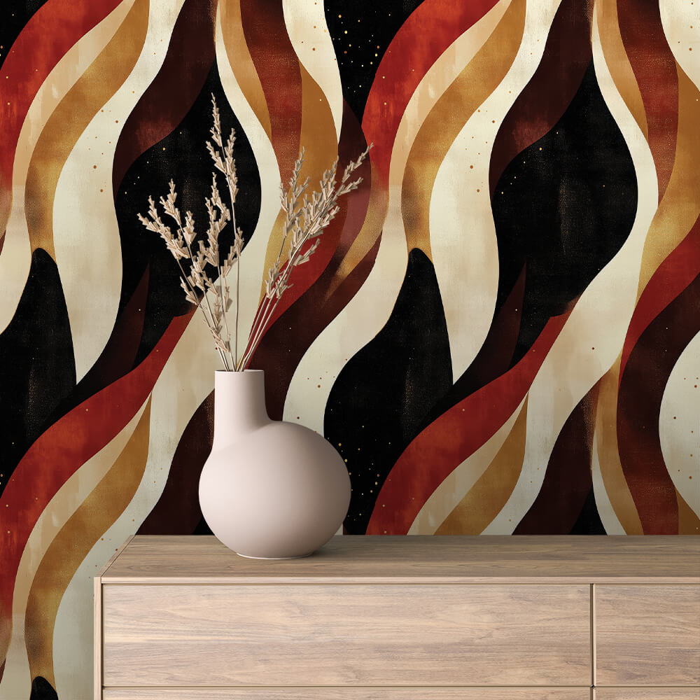 Fiery Amber Flame Ribbon Abstract 0060