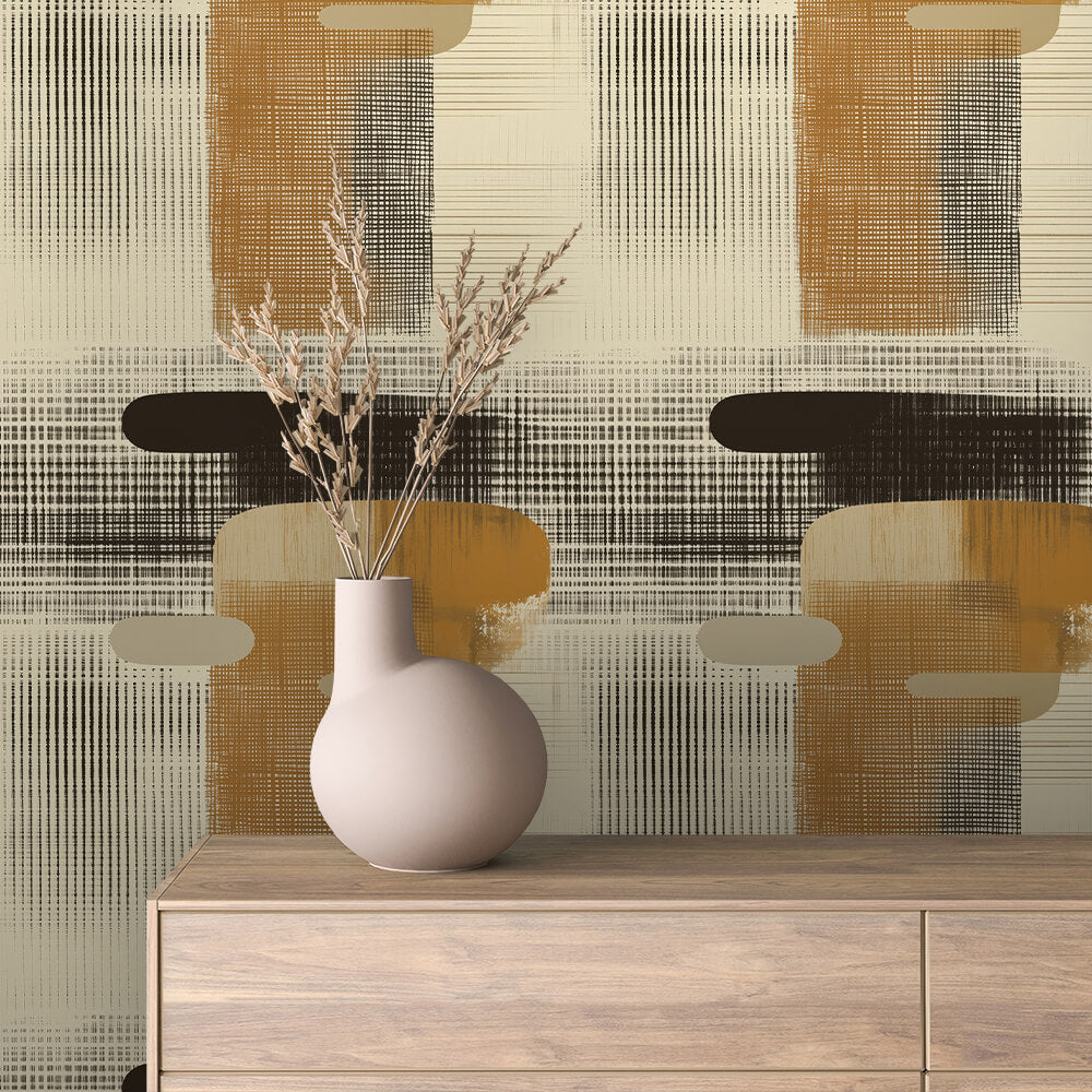 Mustard Textured Block Geometric Abstract 0062