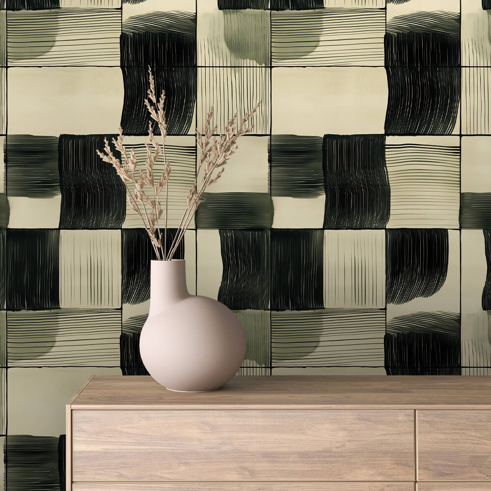 Sage Black Brushed Panel Abstract 0063