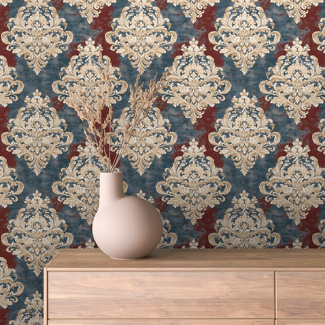 Weathered Slate Rust Damask 0018