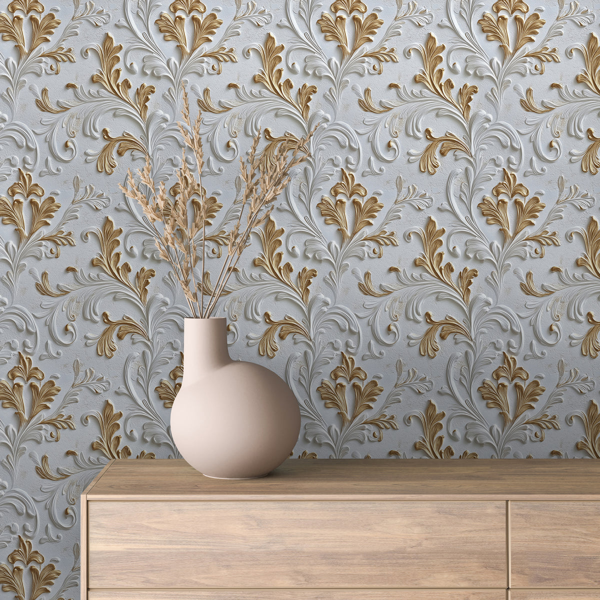 Ornate Plaster Gold Damask 0031